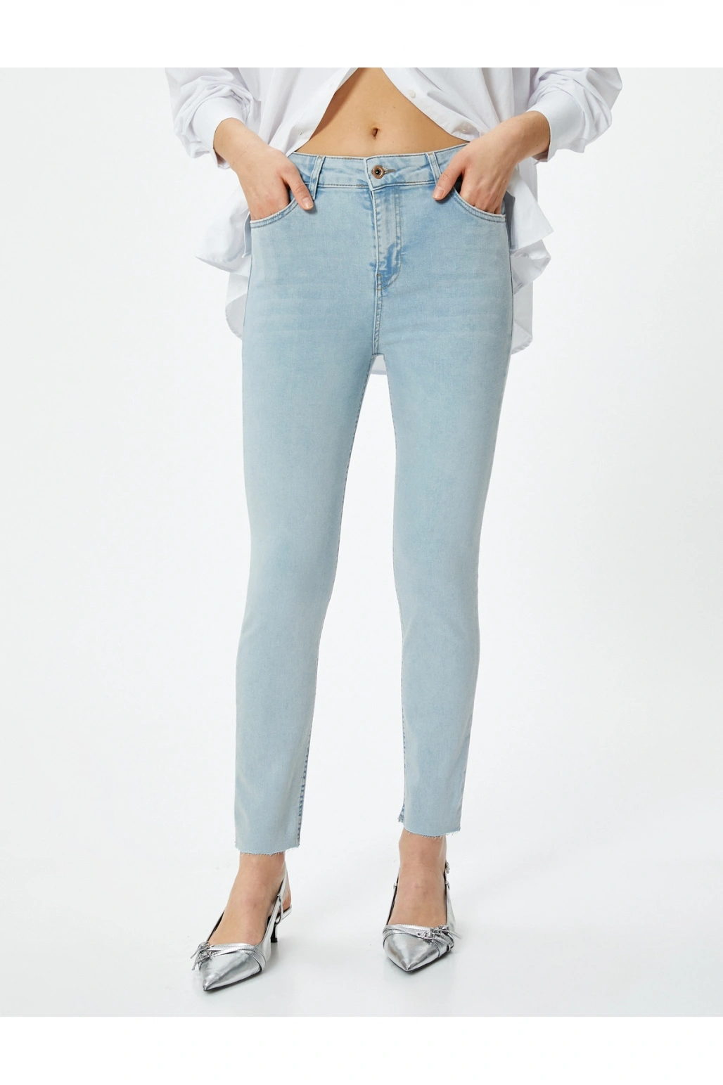 Koton Dar Kesim Yüksek Bel Kot Pantolon Esnek Cepli Pamuklu - Carmen Skinny Jeans