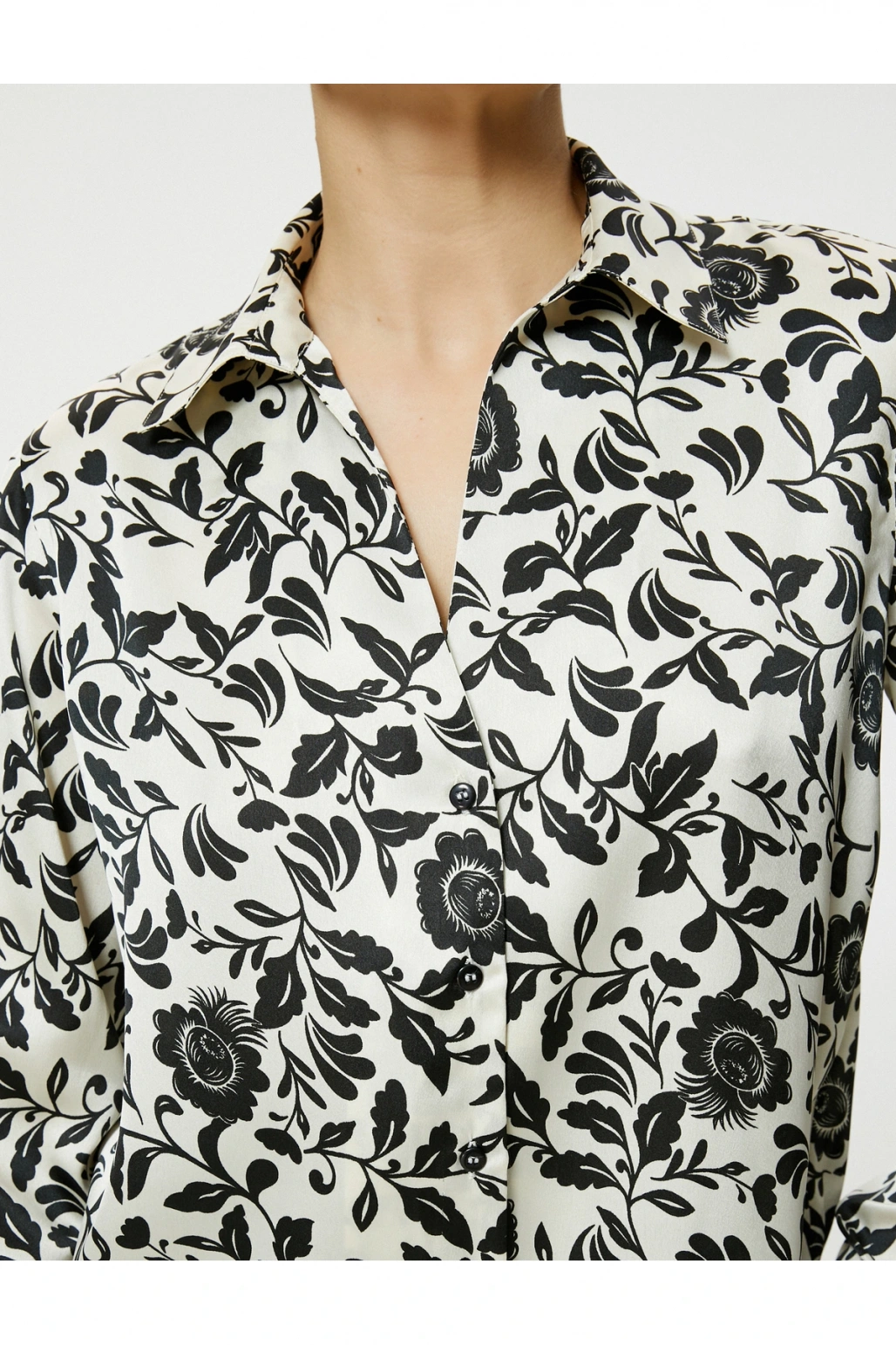 Koton Desenli Uzun Kollu Düğmeli Gömlek