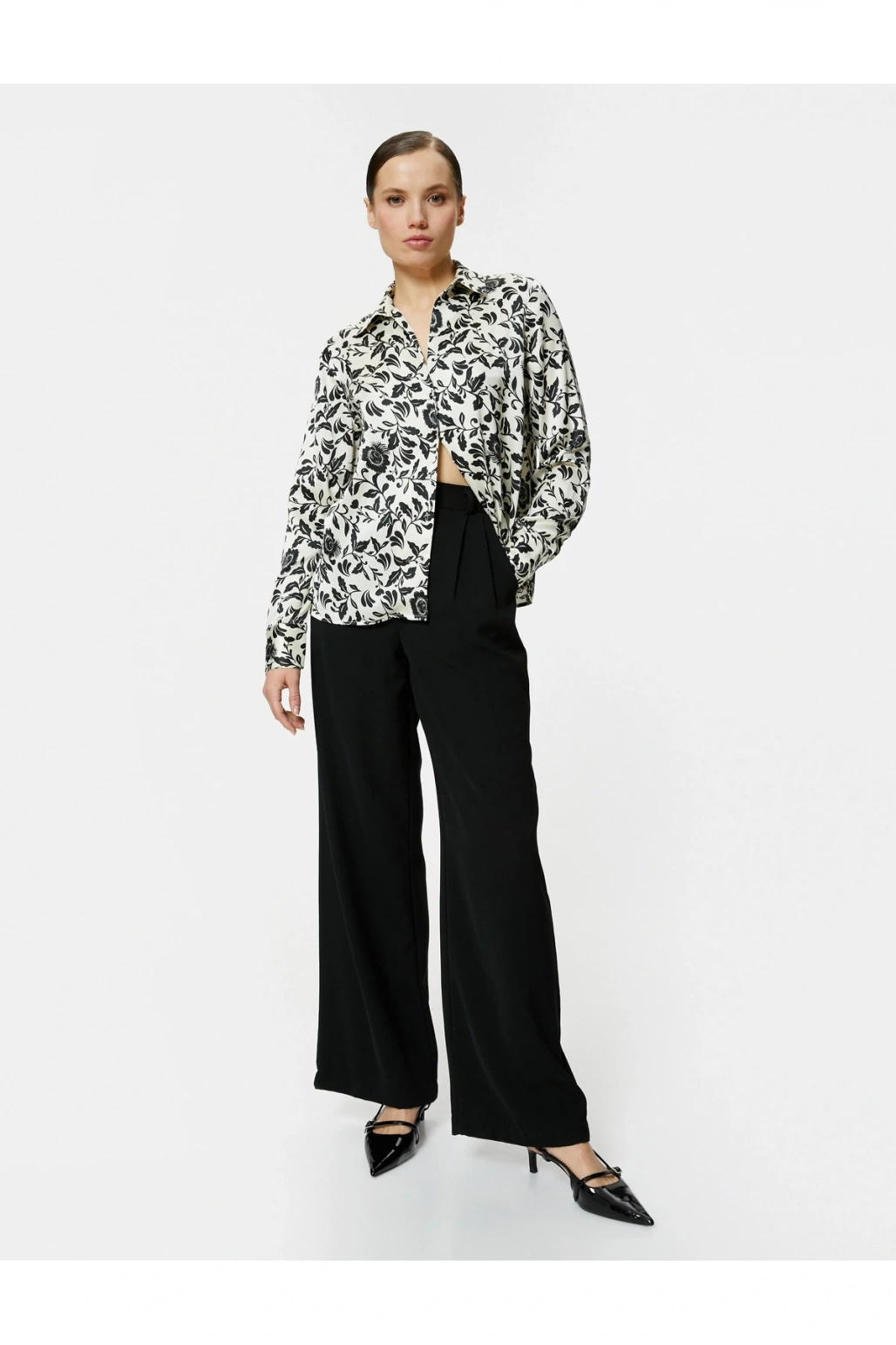 Koton Desenli Uzun Kollu Düğmeli Gömlek