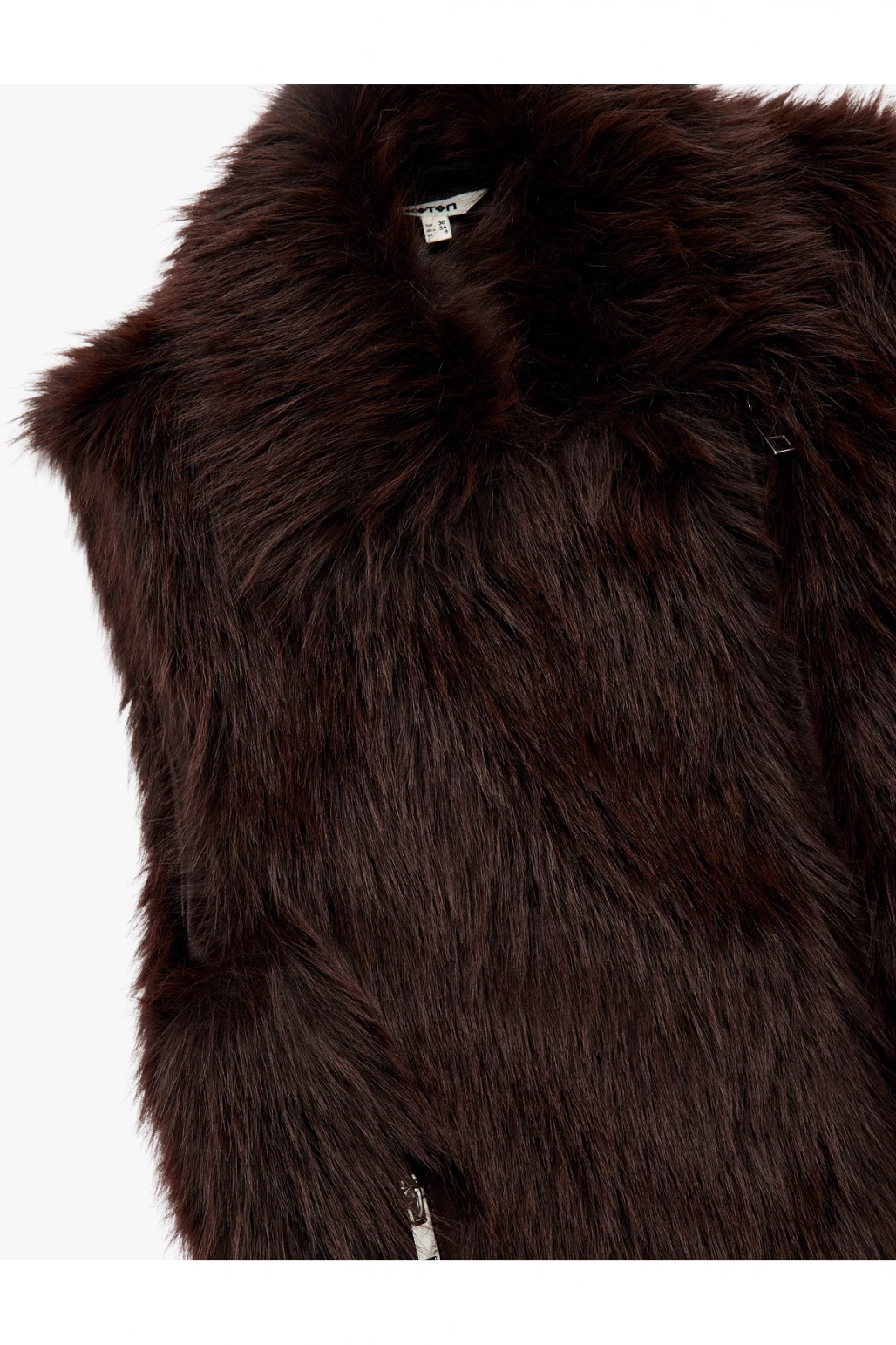 Koton Kolsuz Fermuarlı Cepli Crop Suni Kürk Yelek