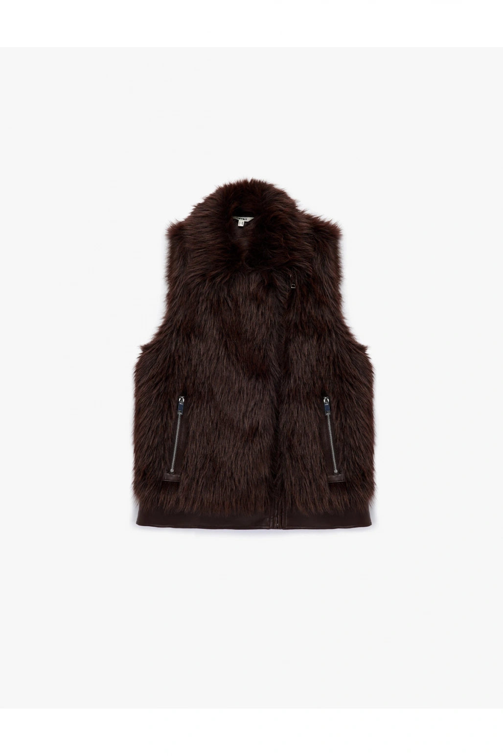 Koton Kolsuz Fermuarlı Cepli Crop Suni Kürk Yelek