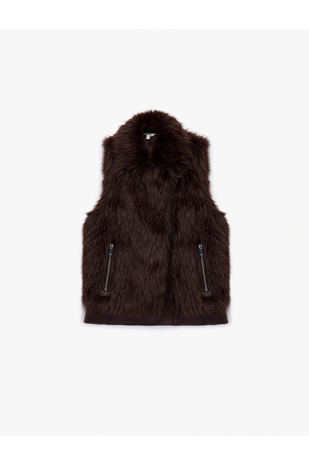 Koton Kolsuz Fermuarlı Cepli Crop Suni Kürk Yelek