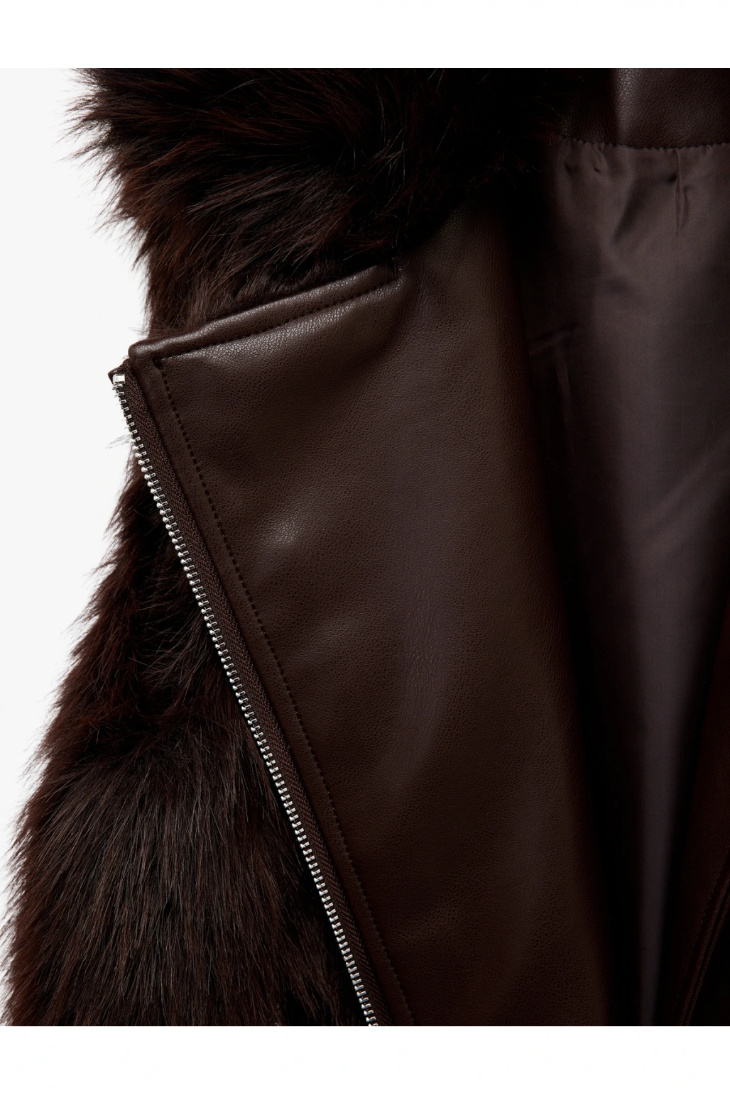 Koton Kolsuz Fermuarlı Cepli Crop Suni Kürk Yelek