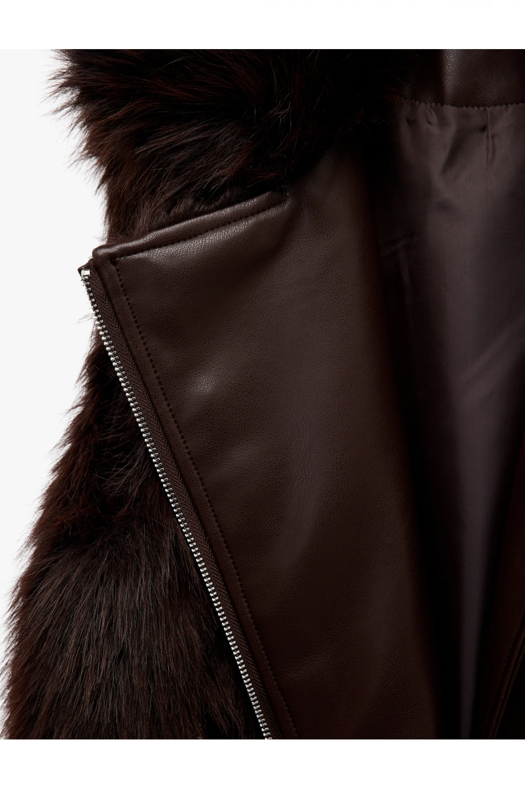 Koton Kolsuz Fermuarlı Cepli Crop Suni Kürk Yelek