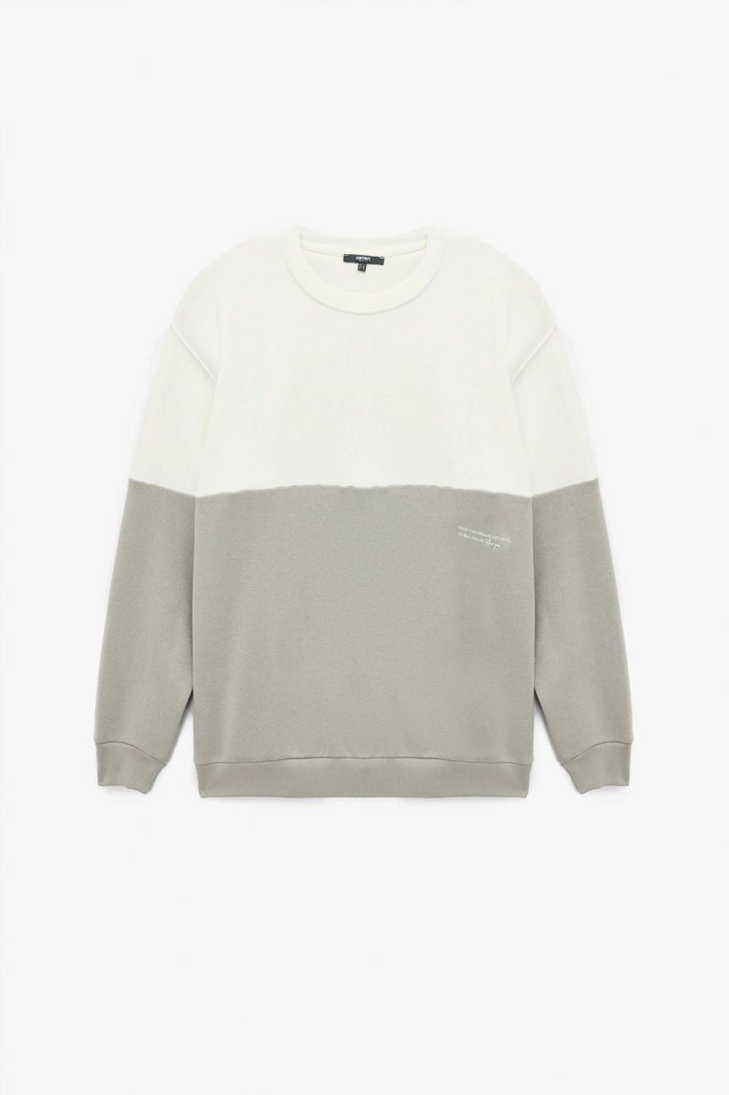 Koton Oversize Uzun Kollu Renk Bloklu Baskı Detaylı Şardonlu Bisiklet Yaka Sweatshirt