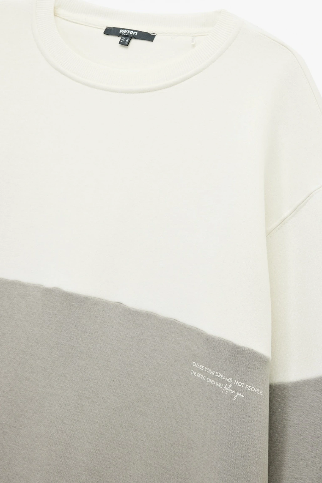 Koton Oversize Uzun Kollu Renk Bloklu Baskı Detaylı Şardonlu Bisiklet Yaka Sweatshirt