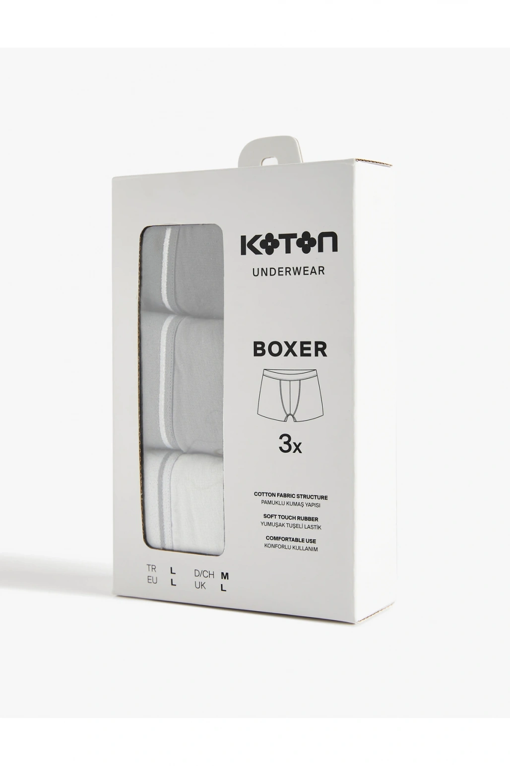 Koton Pamuklu Basic Çizgili Lastik Detaylı 3lü Boxer Set