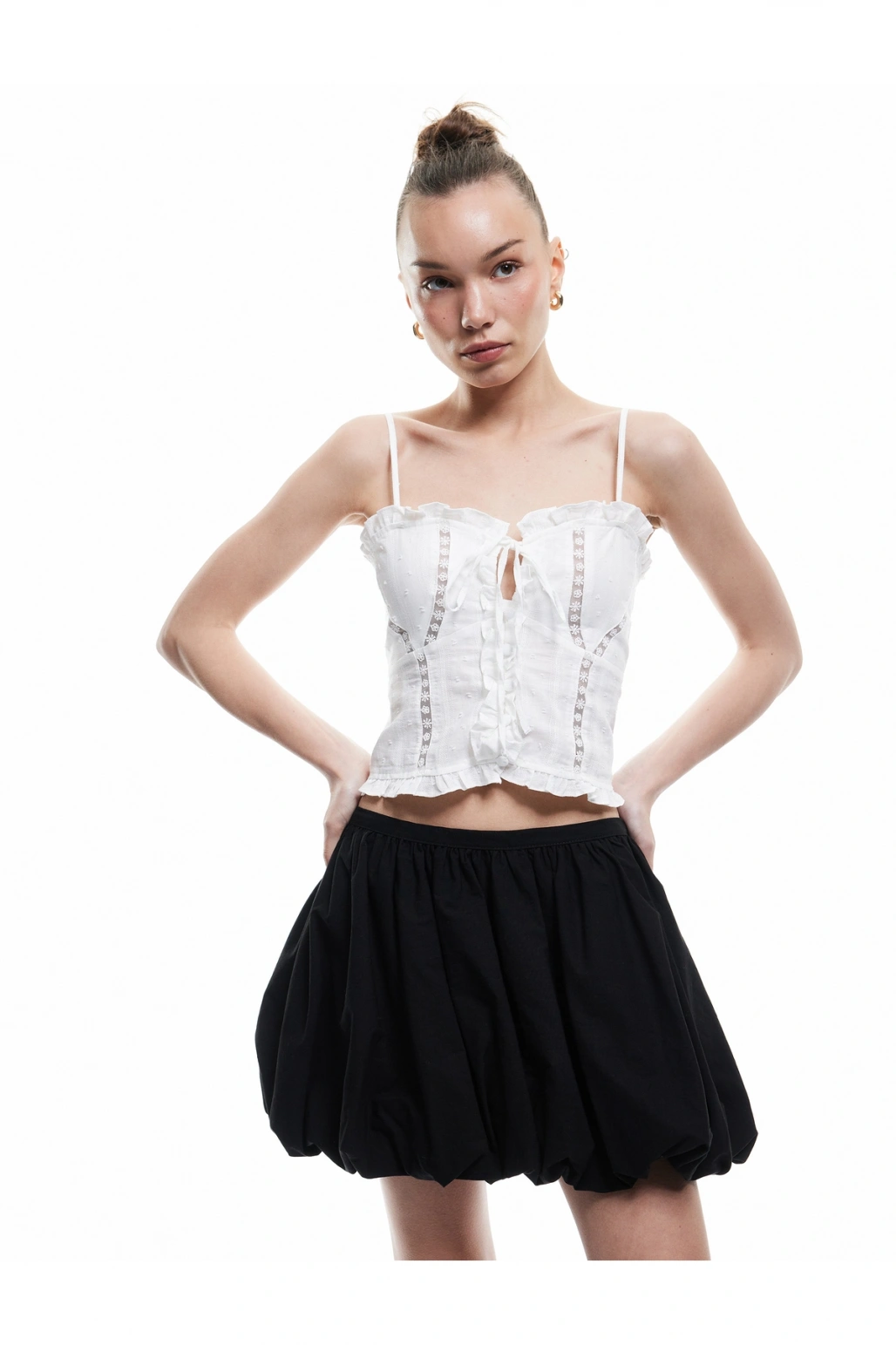 Koton Pamuklu Beli Lastikli Oversize Balon Mini Etek