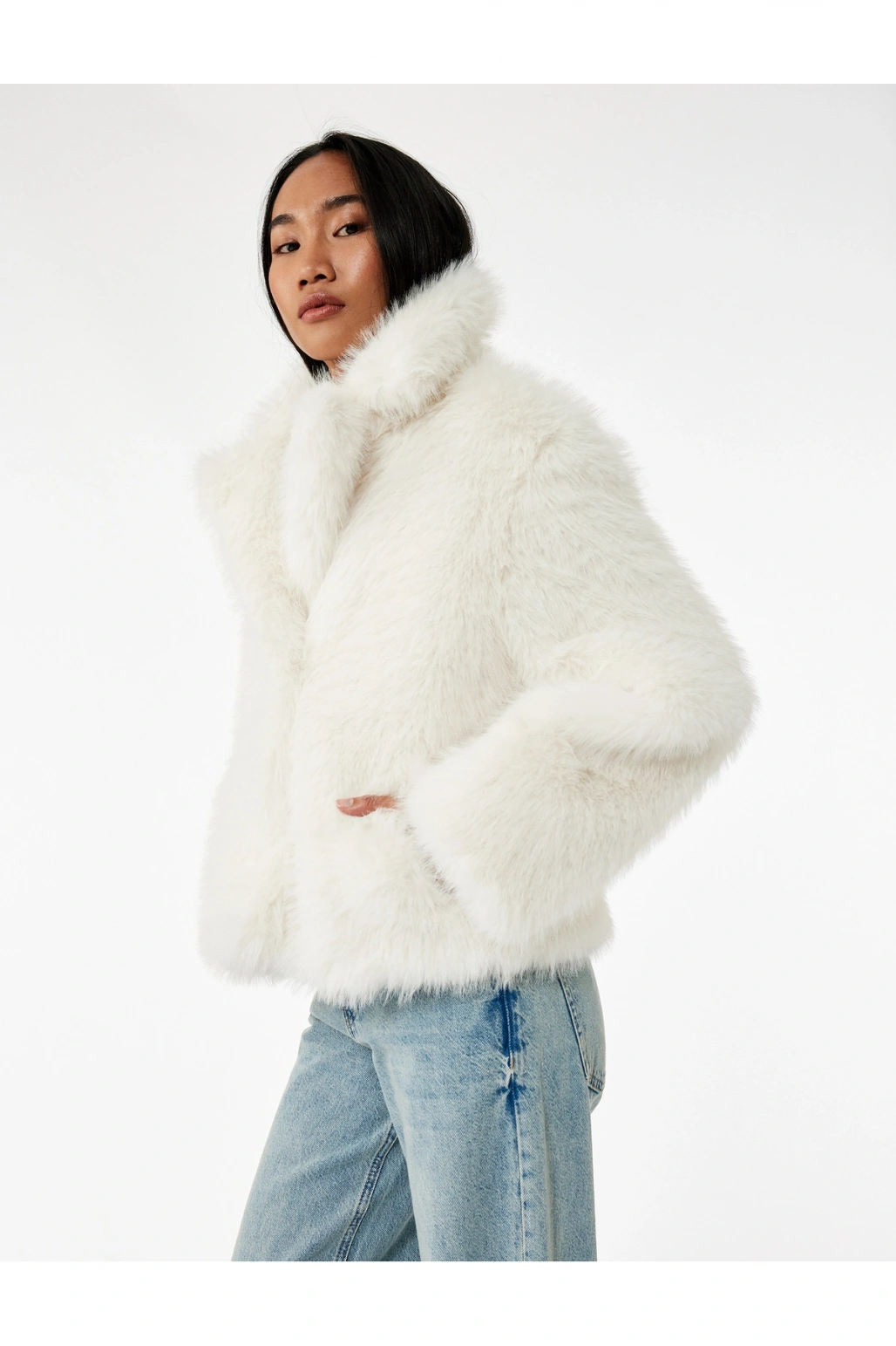 Koton Suni Kürk Mont Kısa Kruvaze Uzun Kollu