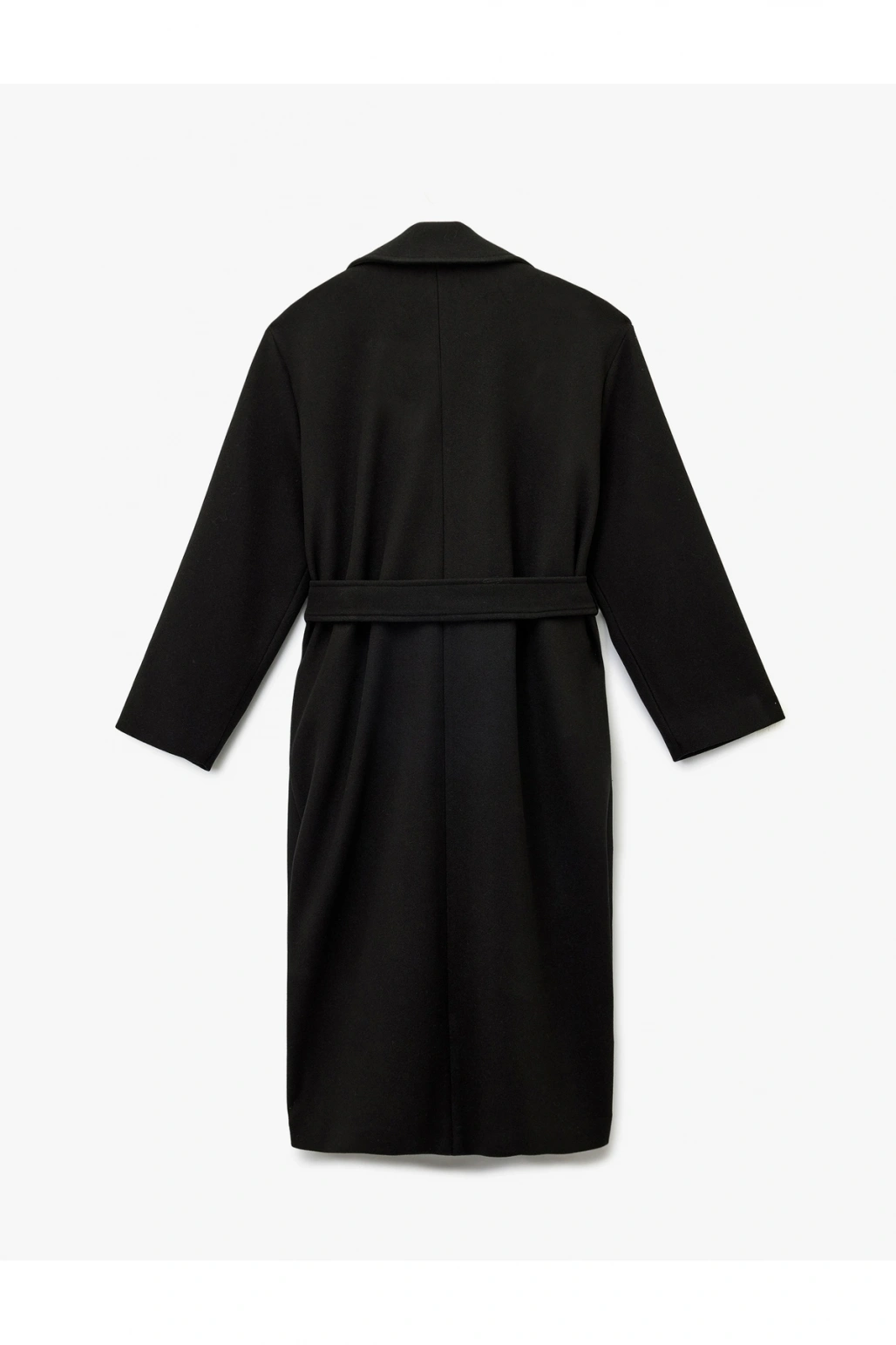 Koton Uzun Kollu Kruvaze Kemerli Uzun Kaşe Kaban