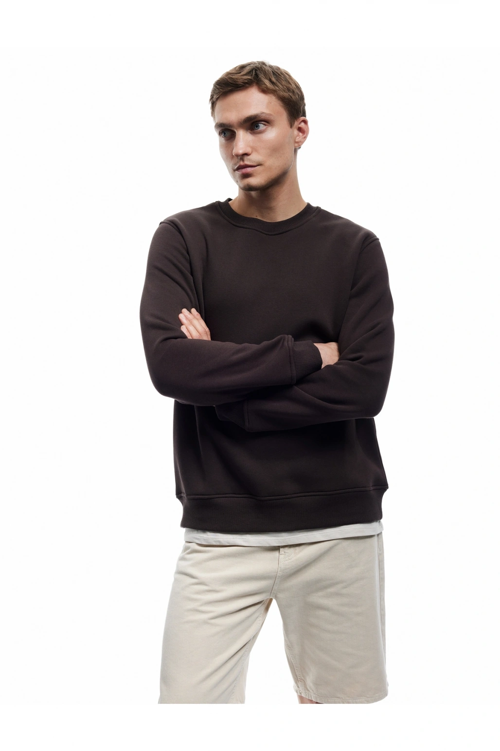 Koton Uzun Kollu Şardonlu Kumaş Detaylı Bisiklet Yaka Sweatshirt