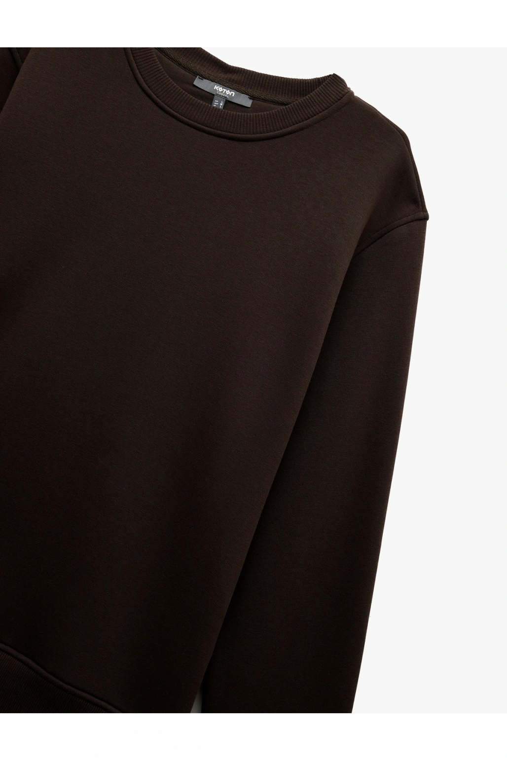 Koton Uzun Kollu Şardonlu Kumaş Detaylı Bisiklet Yaka Sweatshirt