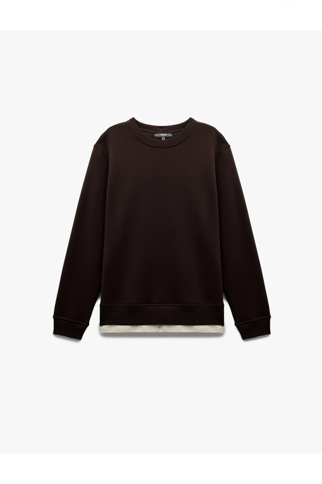 Koton Uzun Kollu Şardonlu Kumaş Detaylı Bisiklet Yaka Sweatshirt