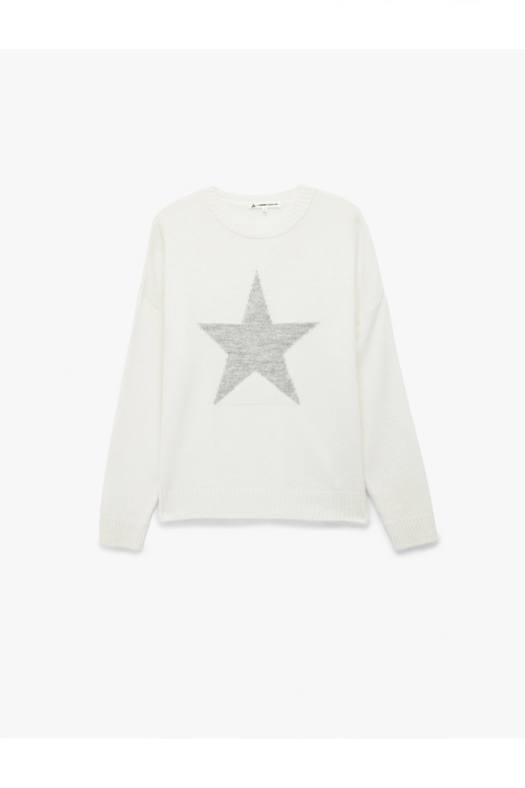 Koton Yıldız Desenli Uzun Kollu Bisiklet Yaka Triko Kazak