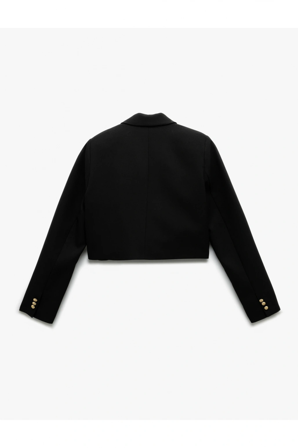 Kruvaze Uzun Kollu Crop Blazer Ceket