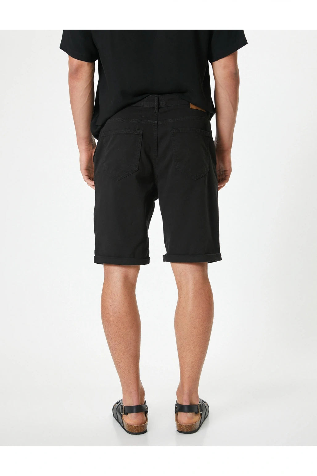 Kumaş Şort Bermuda Chino Slim Fit Düğmeli Cepli Katlı Paça