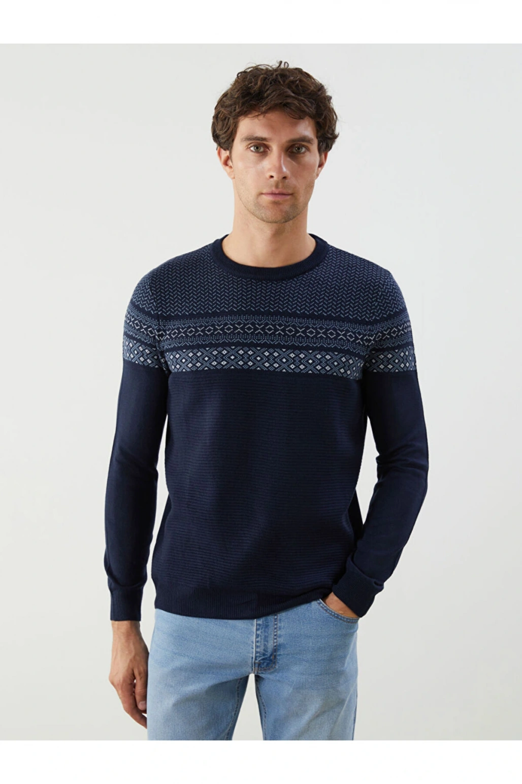 Lacivert Bisiklet Yaka Erkek Triko Kazak