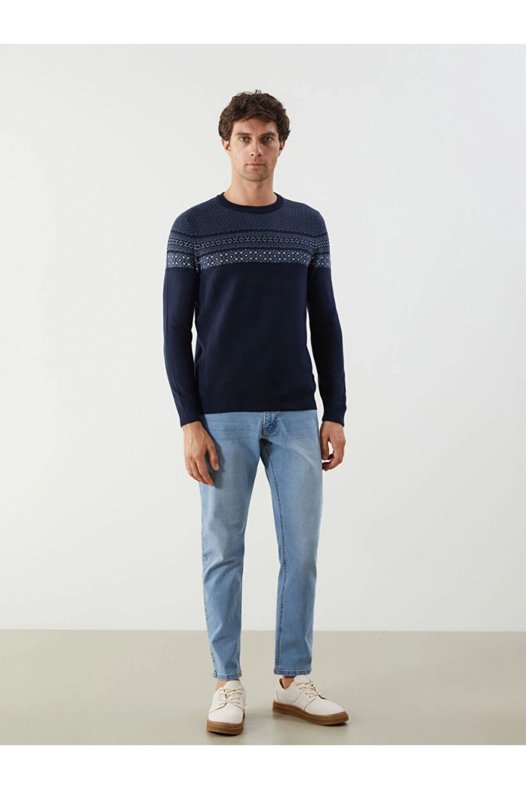 Lacivert Bisiklet Yaka Erkek Triko Kazak