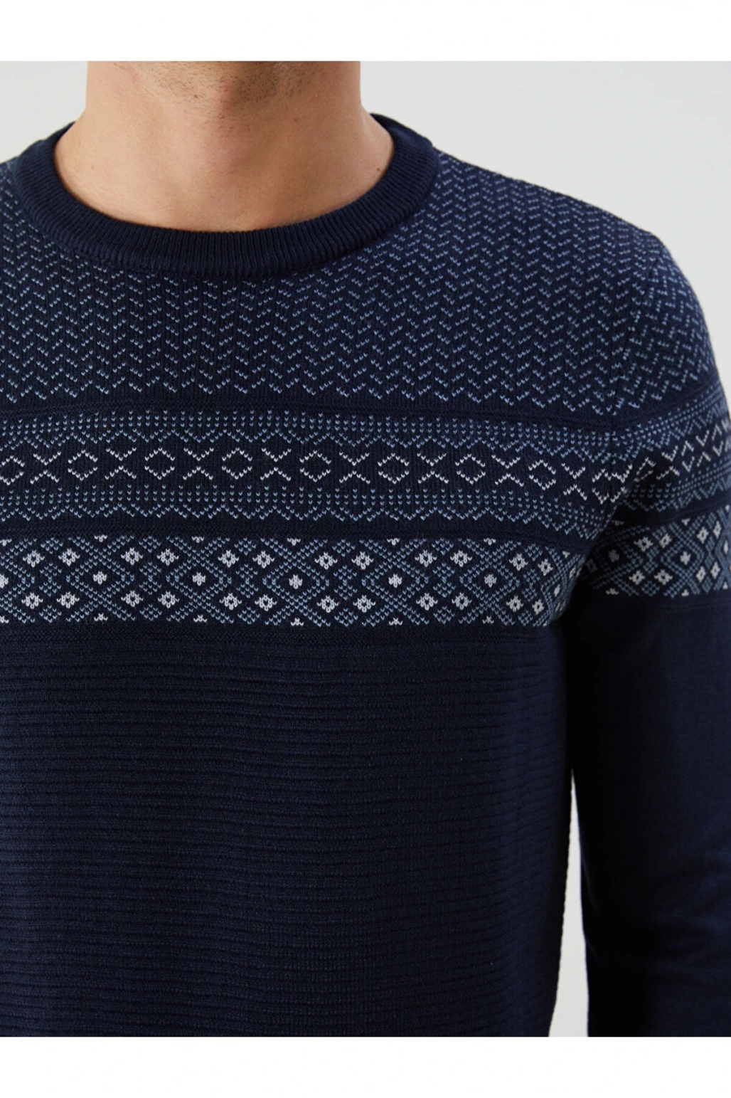 Lacivert Bisiklet Yaka Erkek Triko Kazak