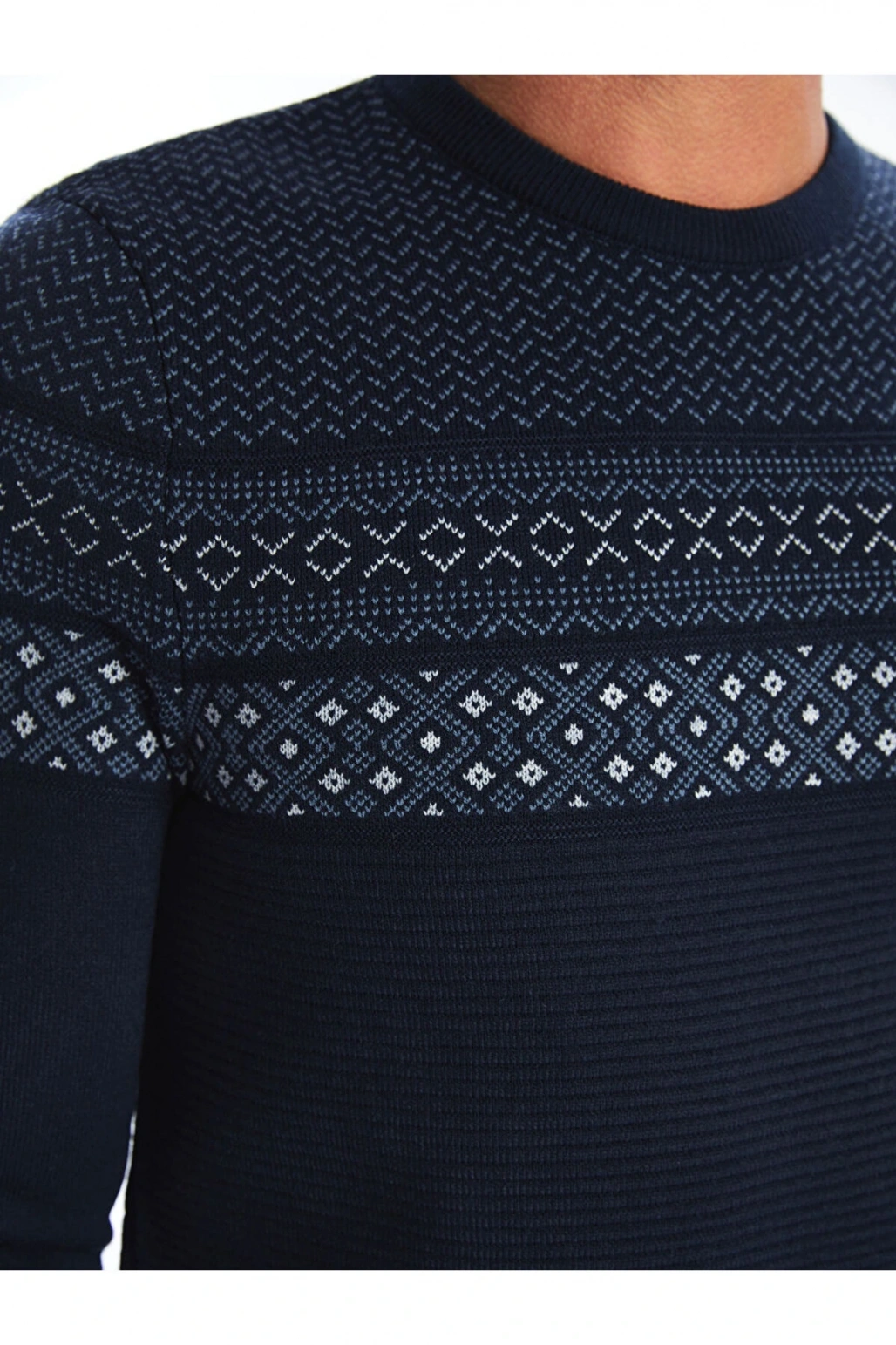 Lacivert Bisiklet Yaka Erkek Triko Kazak