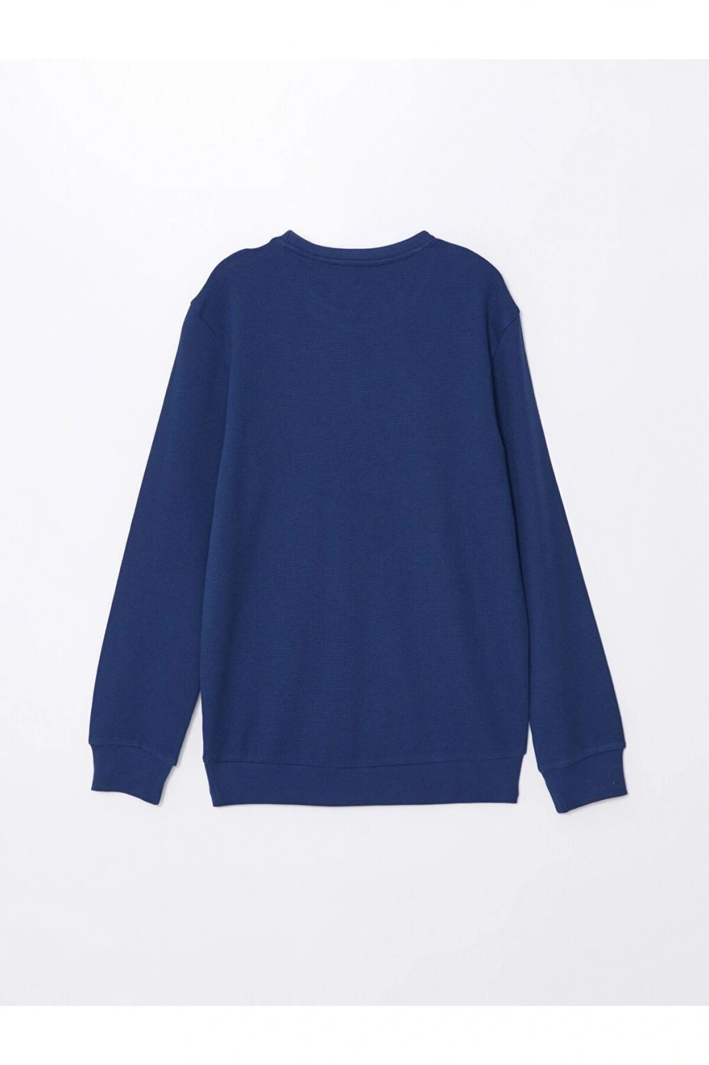 Lacivert Bisiklet Yaka Uzun Kollu Baskılı Erkek Sweatshirt