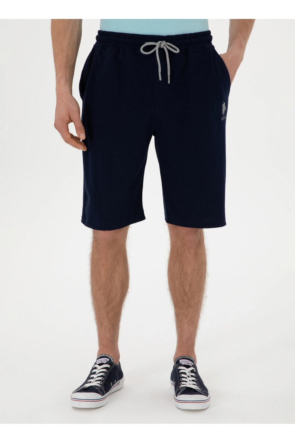 Lacivert Lastikli Bel Regular Fit Erkek Sweat Şort MARKO