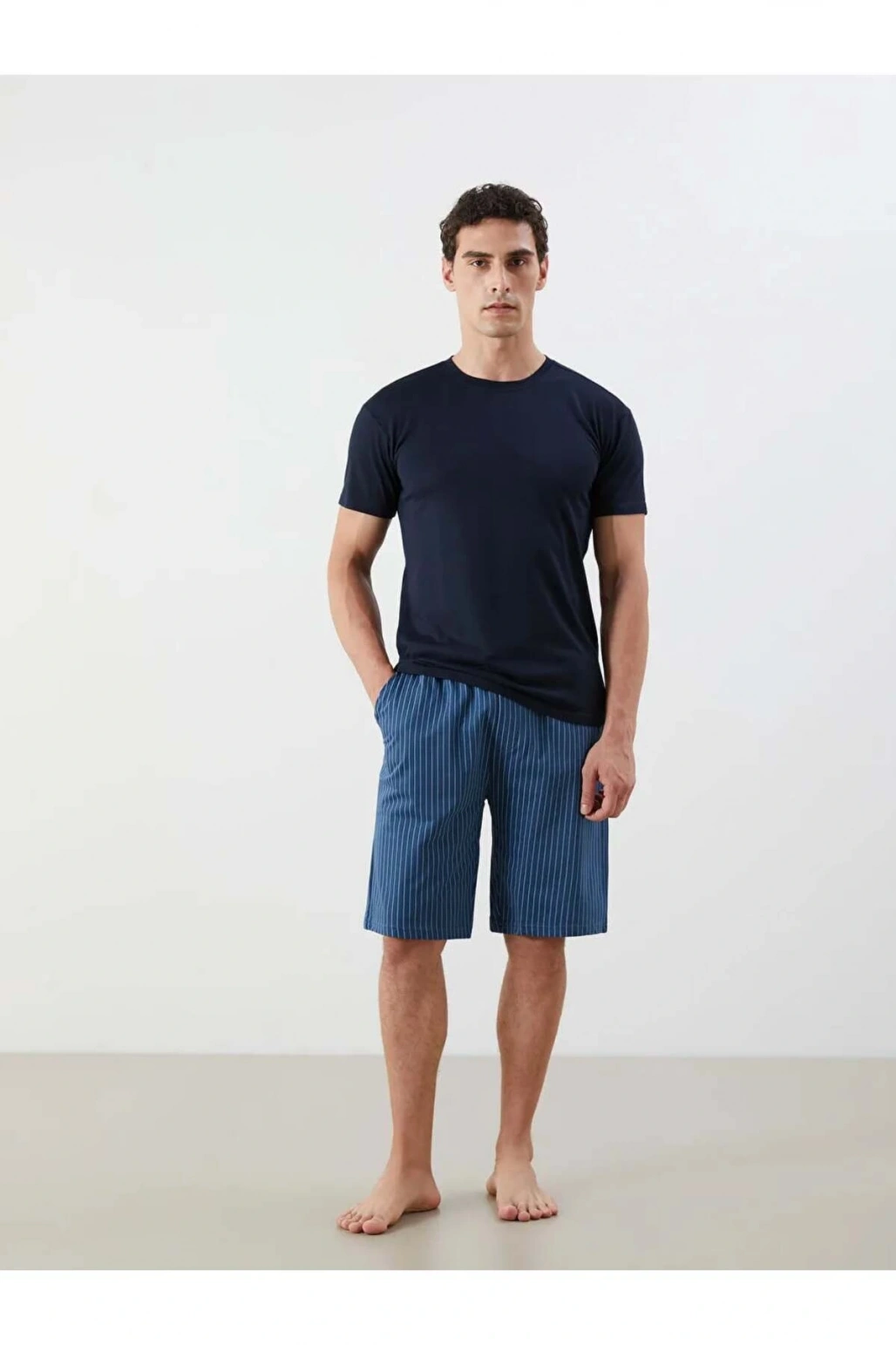 Lacivert Standart Kalıp Erkek Pijama Alt Şort