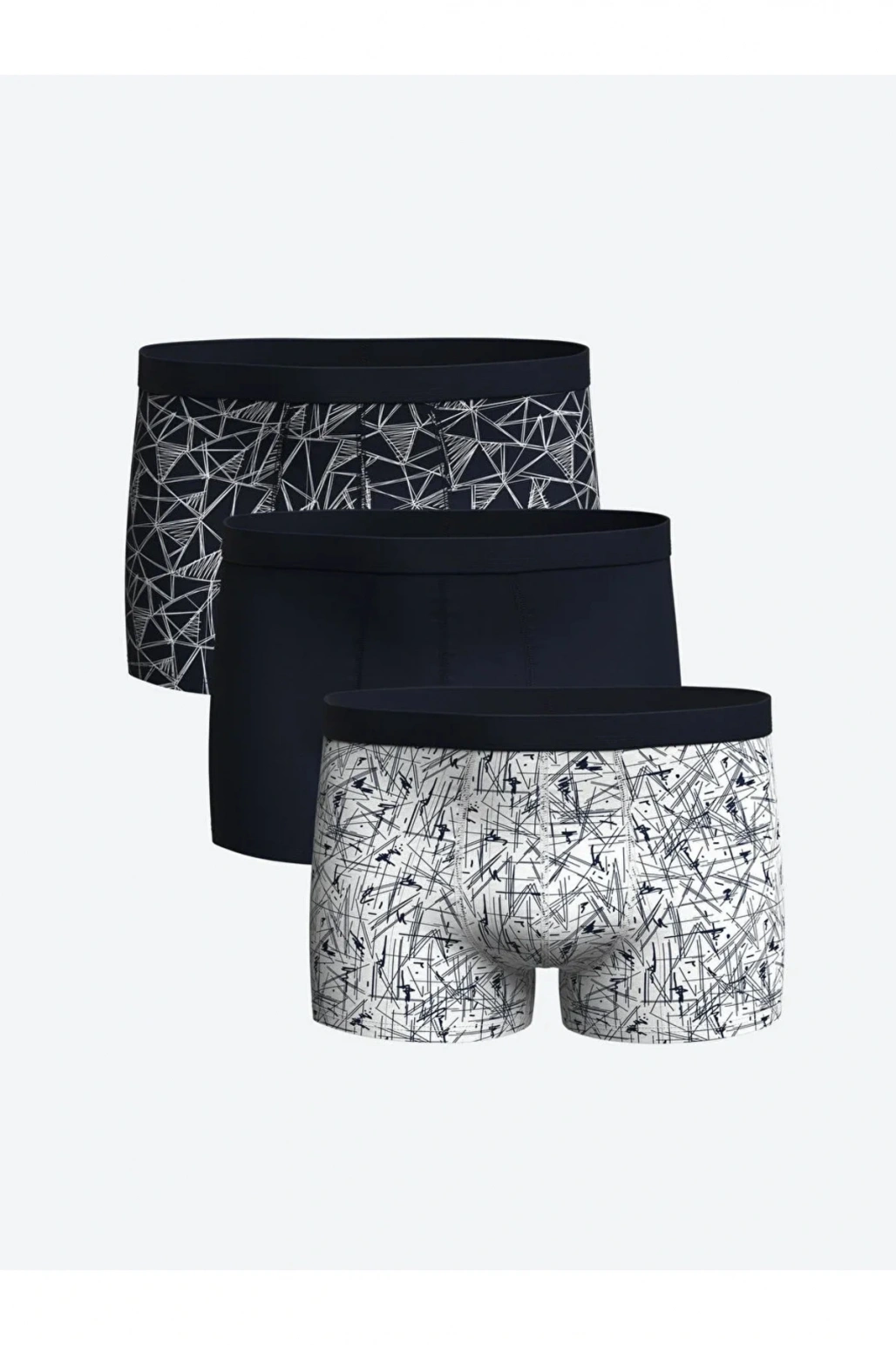 Lacivert Standart Kalıp Pamuklu Esnek Erkek Boxer 3lü