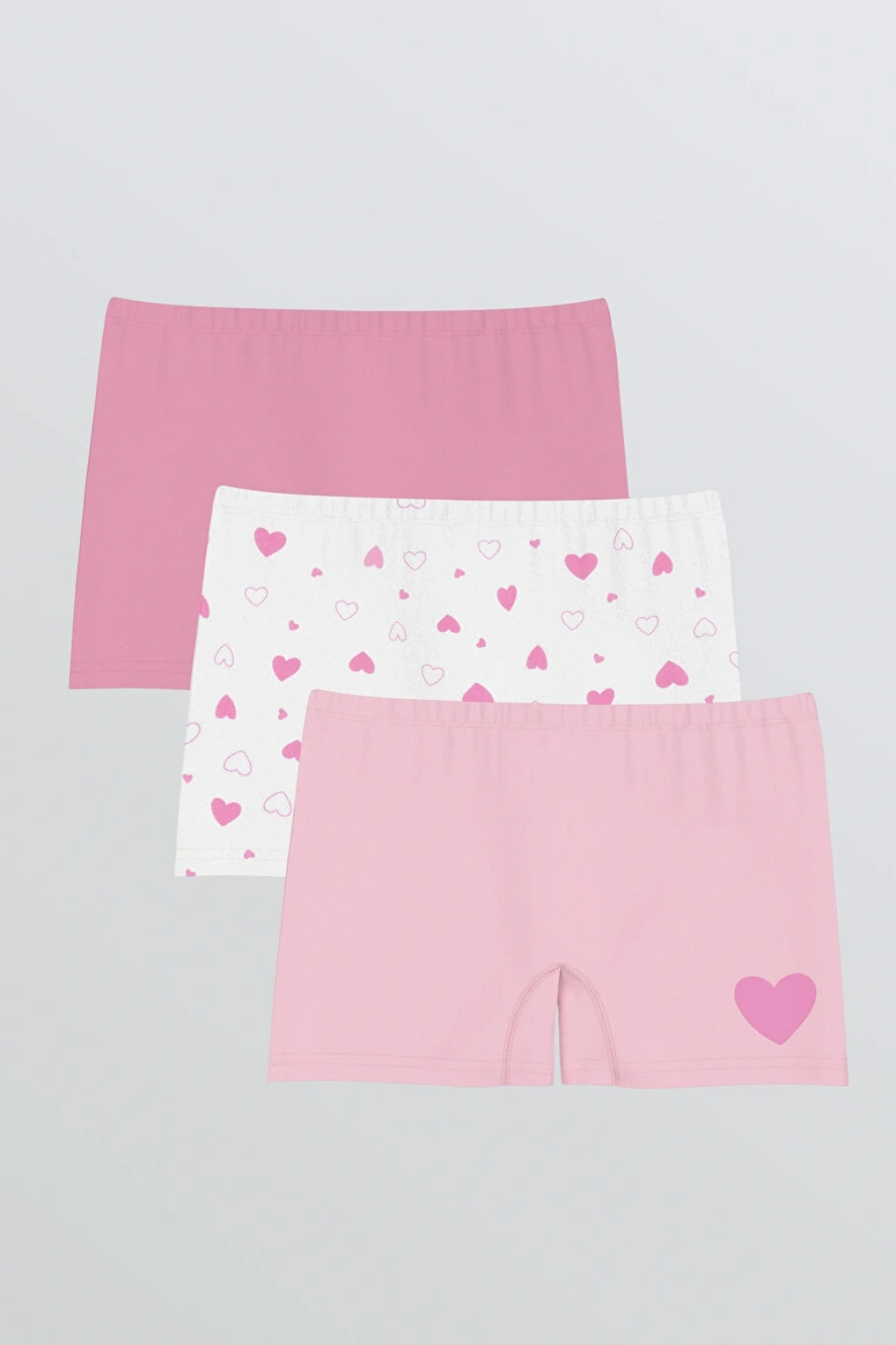 LC WAIKIKI Beyaz Kalp Baskılı Kız Çocuk Boxer 3lü