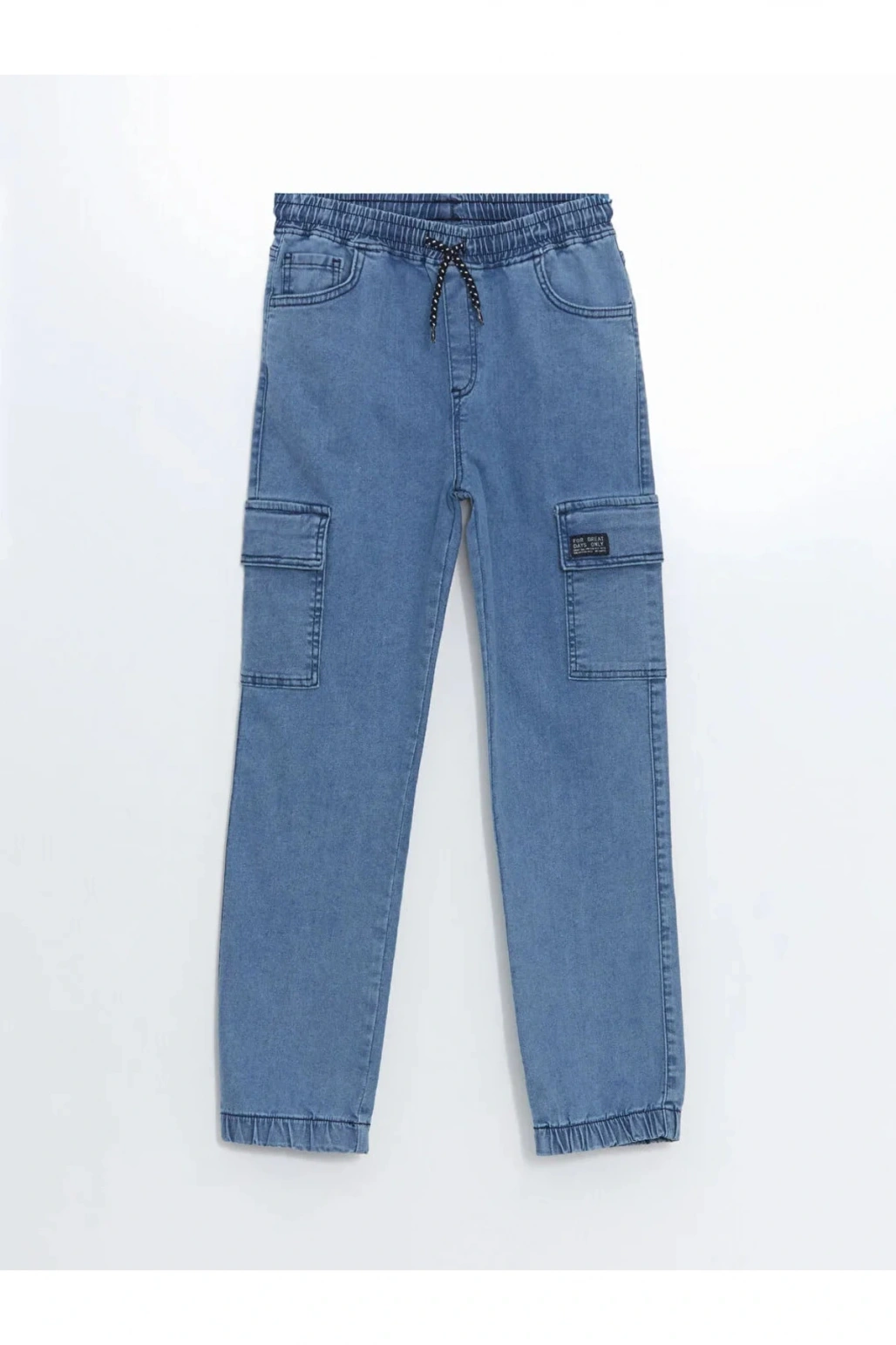LC WAİKİKİ LCW Kids Orta İndigo Beli Lastikli Erkek Çocuk Kargo Jean Pantolon