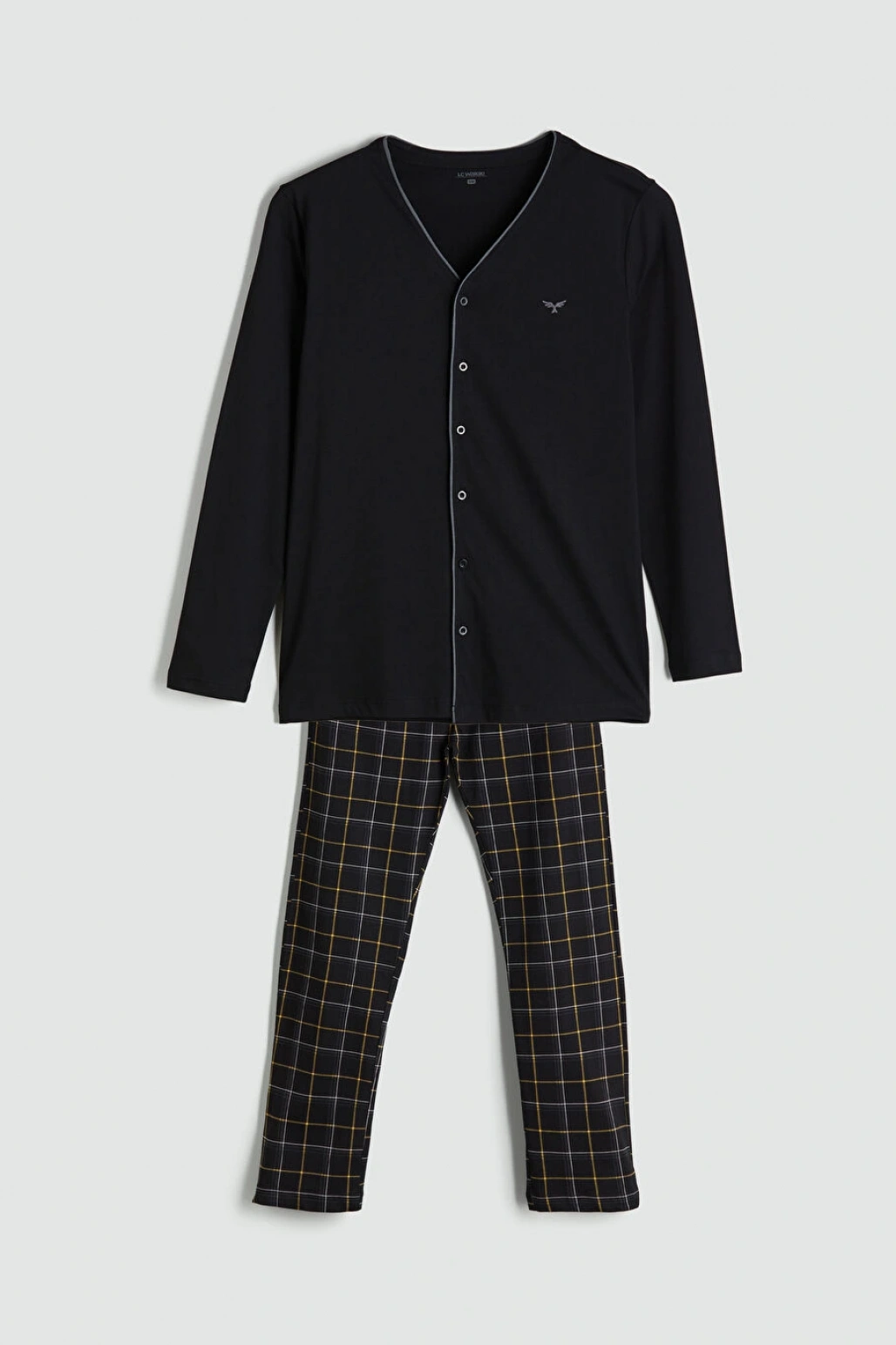 LC WAIKIKI Siyah Standart Kalıp Erkek Düğmeli Pijama Takımı