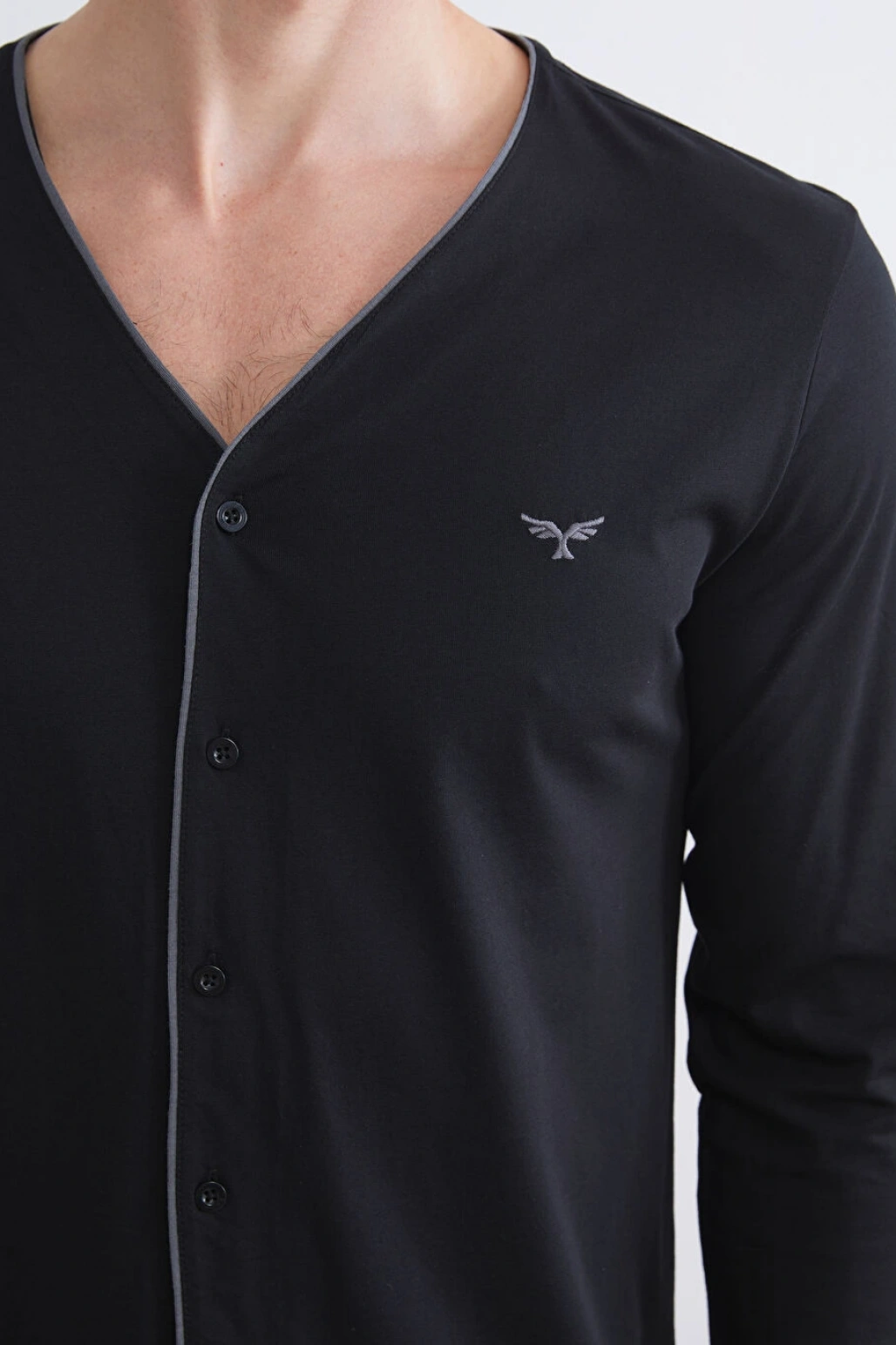 LC WAIKIKI Siyah Standart Kalıp Erkek Düğmeli Pijama Takımı