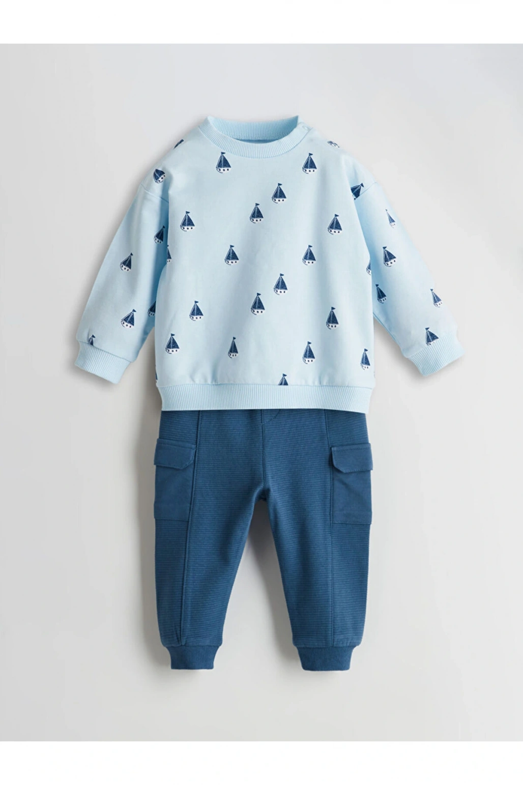 LCW baby Baskılı Erkek Bebek Sweatshirt ve Eşofman Alt 2li