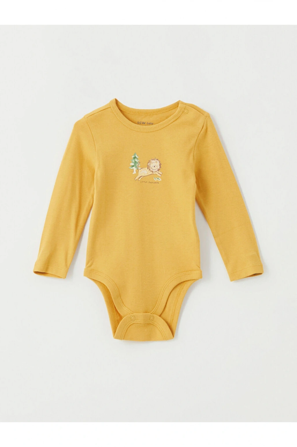 LCW baby Bej Baskılı Uzun Kollu Erkek Bebek Çıtçıtlı Body 2li