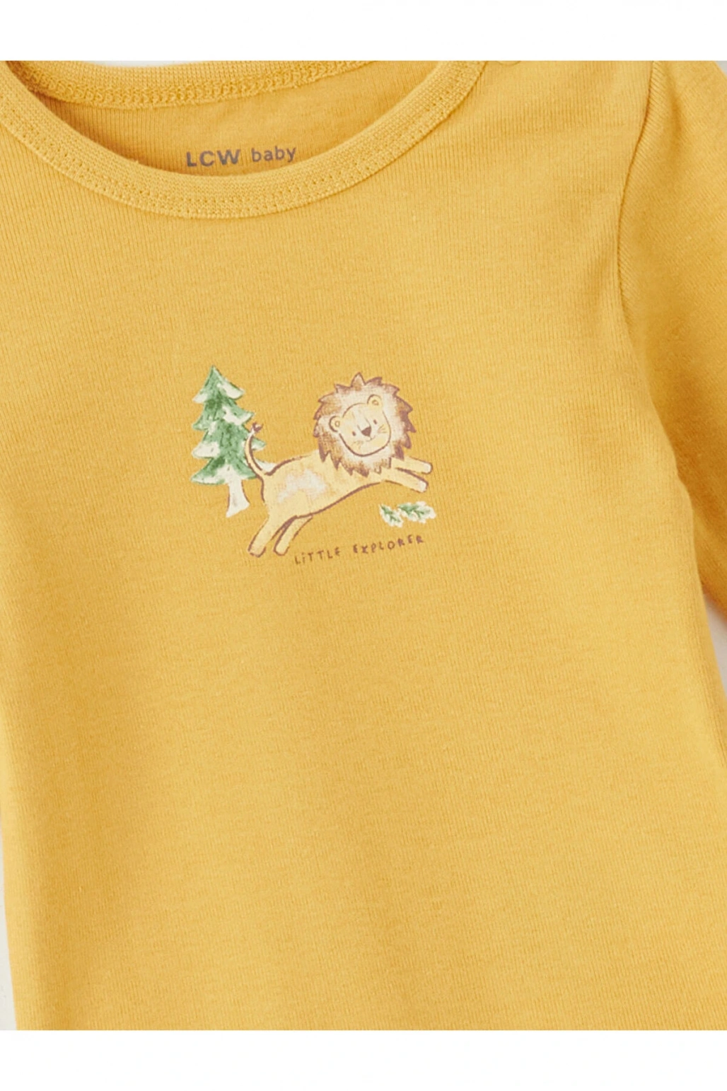 LCW baby Bej Baskılı Uzun Kollu Erkek Bebek Çıtçıtlı Body 2li