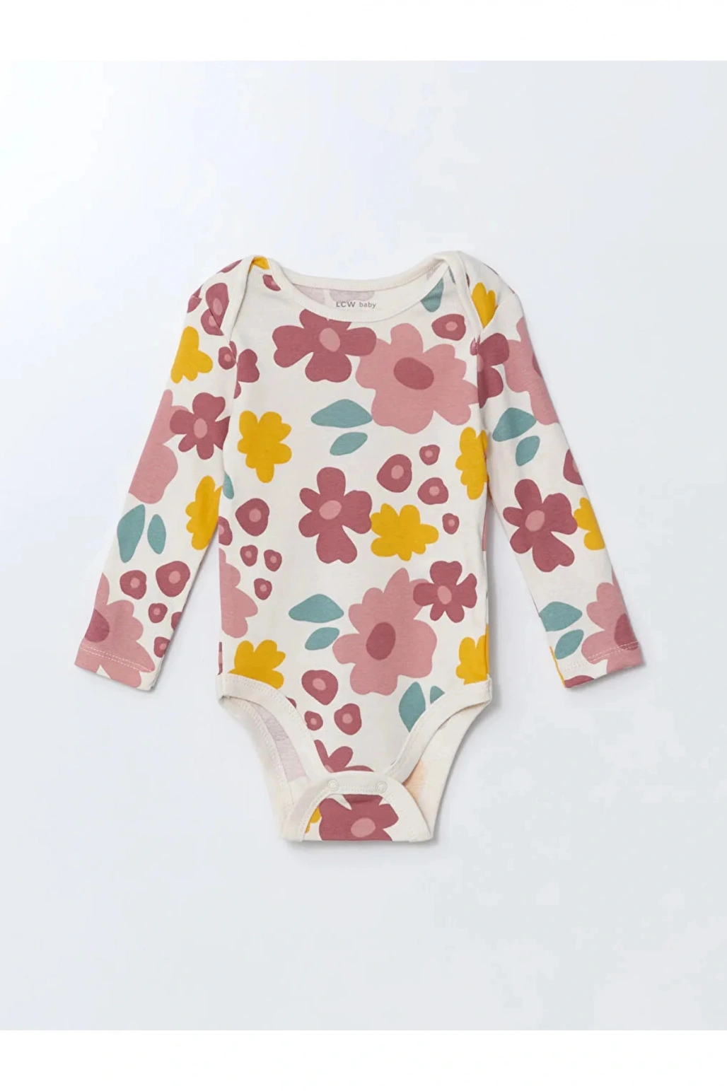 LCW baby Bej Bisiklet Yaka Kız Bebek Çıtçıtlı Body 3lü