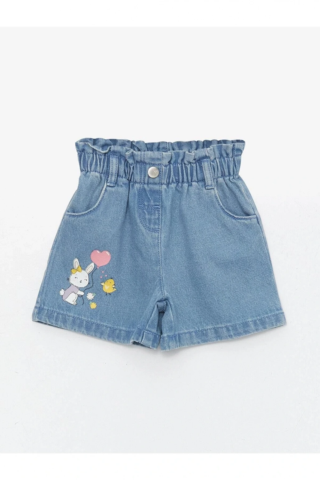 LCW baby Beli Lastikli Baskılı Kız Bebek Jean Şort