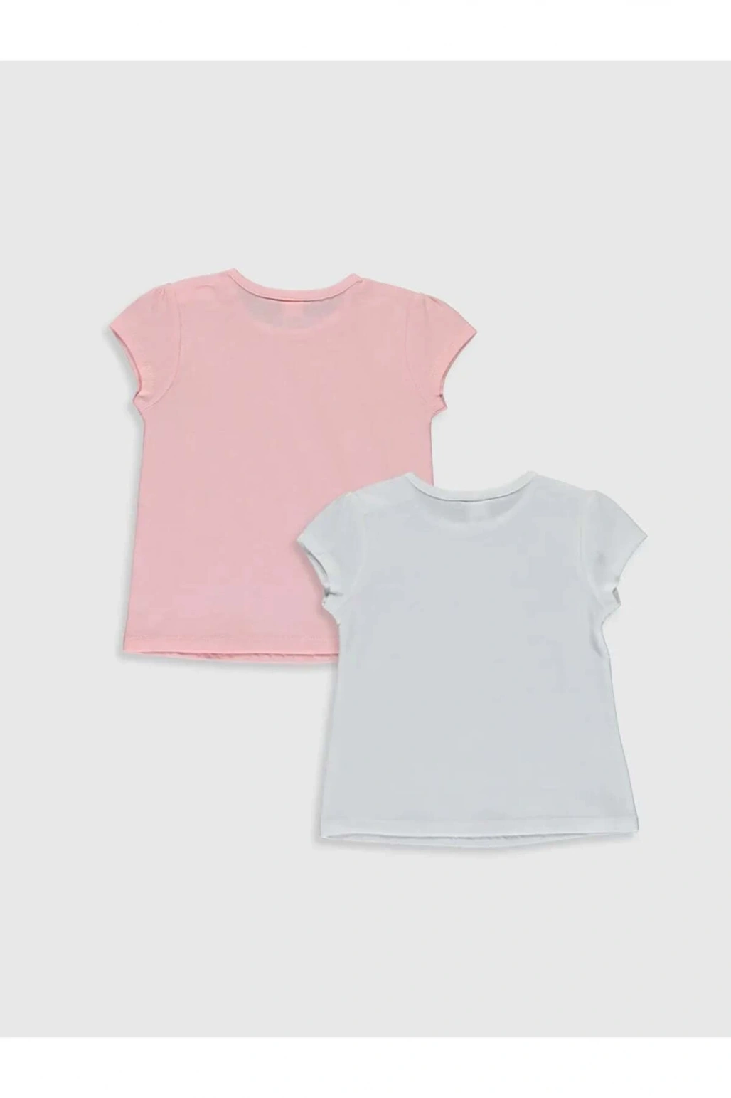 LCW baby Beyaz Bisiklet Yaka Kısa Kol Basic Kız Bebek Tişört 2li