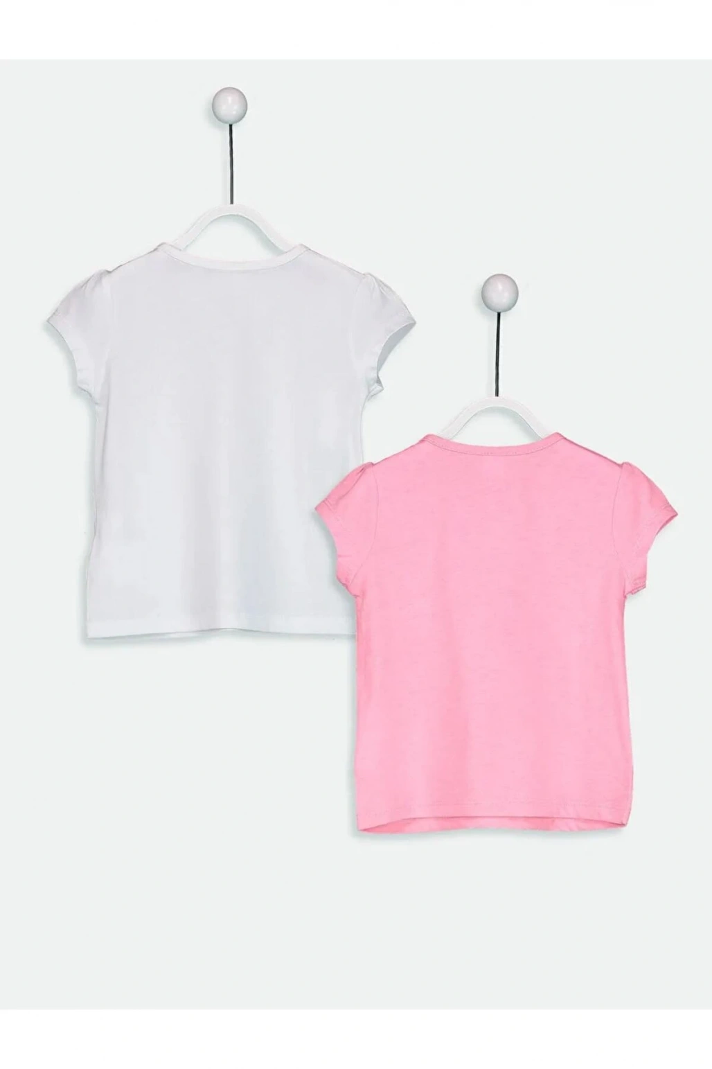 LCW baby Beyaz Bisiklet Yaka Kısa Kollu Kız Bebek Tişört