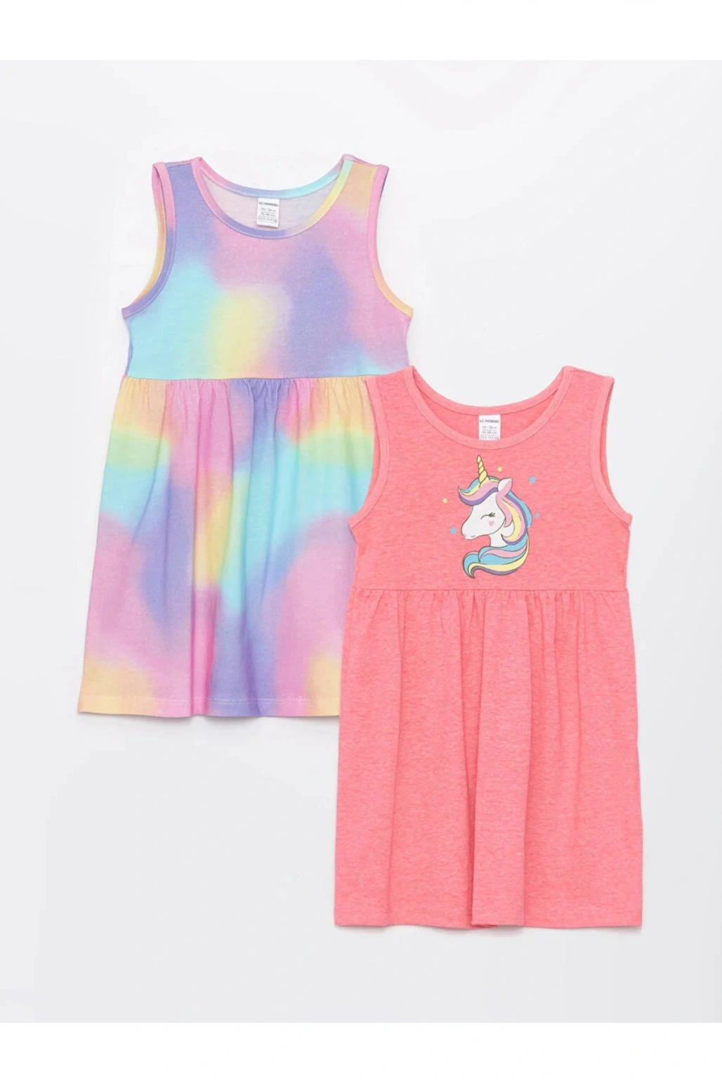 LCW baby Bisiklet Yaka Baskılı Kız Bebek Elbise 2li