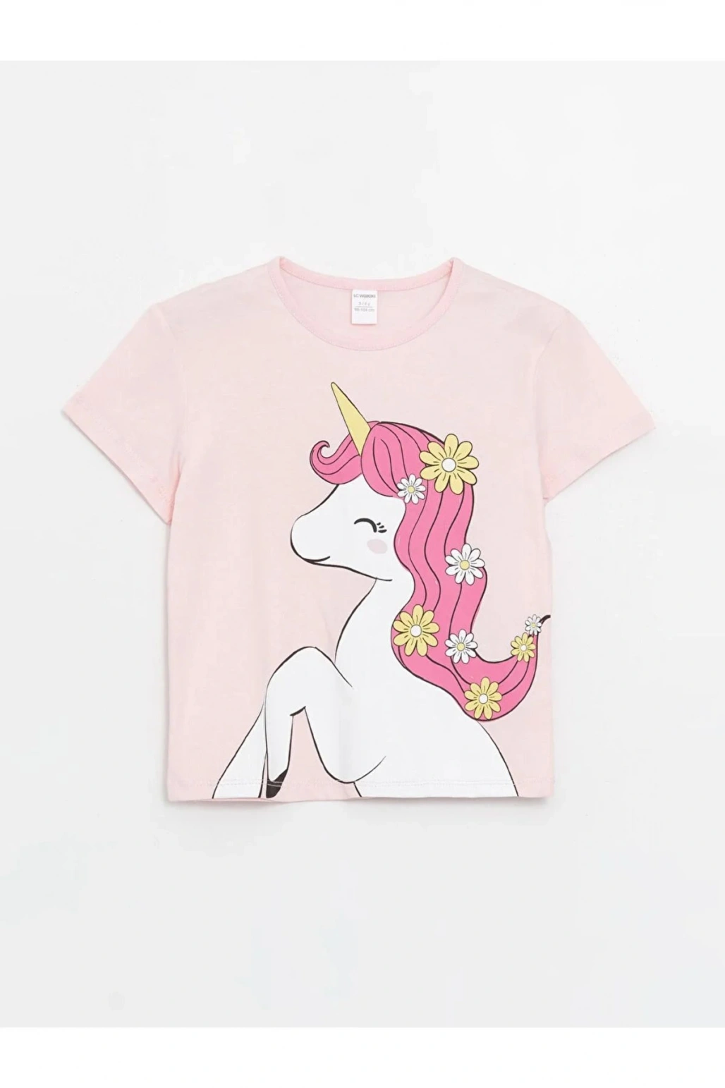 LCW baby Bisiklet Yaka Baskılı Kız Bebek Tişört ve Şort 2li Takım