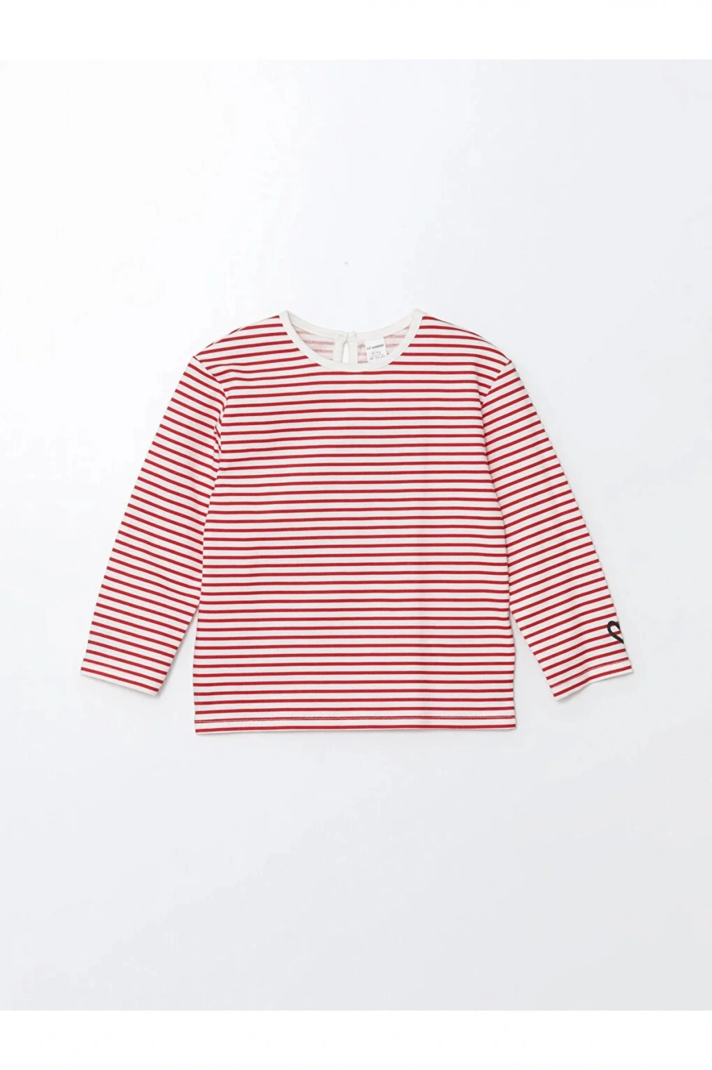 LCW baby Bisiklet Yaka Çizgili Kız Bebek Tişört