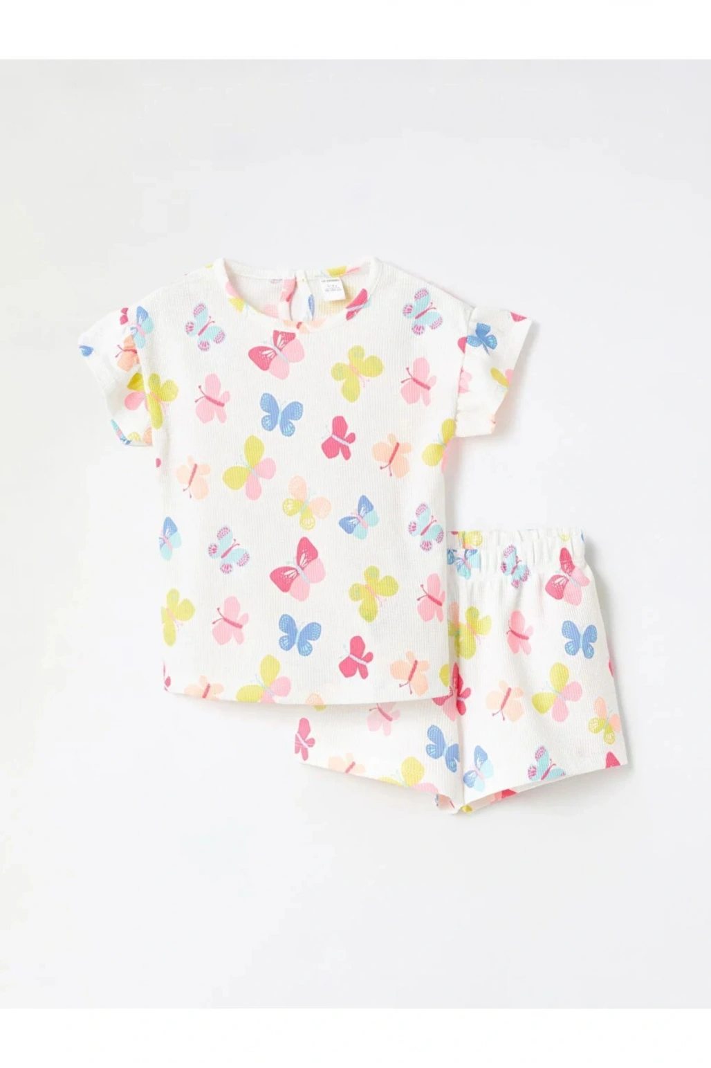 LCW baby Bisiklet Yaka Kısa Kollu Kız Bebek Bluz ve Şort 2li Takım (S4)