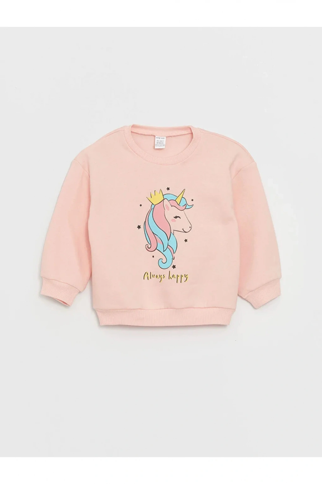 LCW baby Bisiklet Yaka Uzun Kollu Baskılı Kız Bebek Sweatshirt