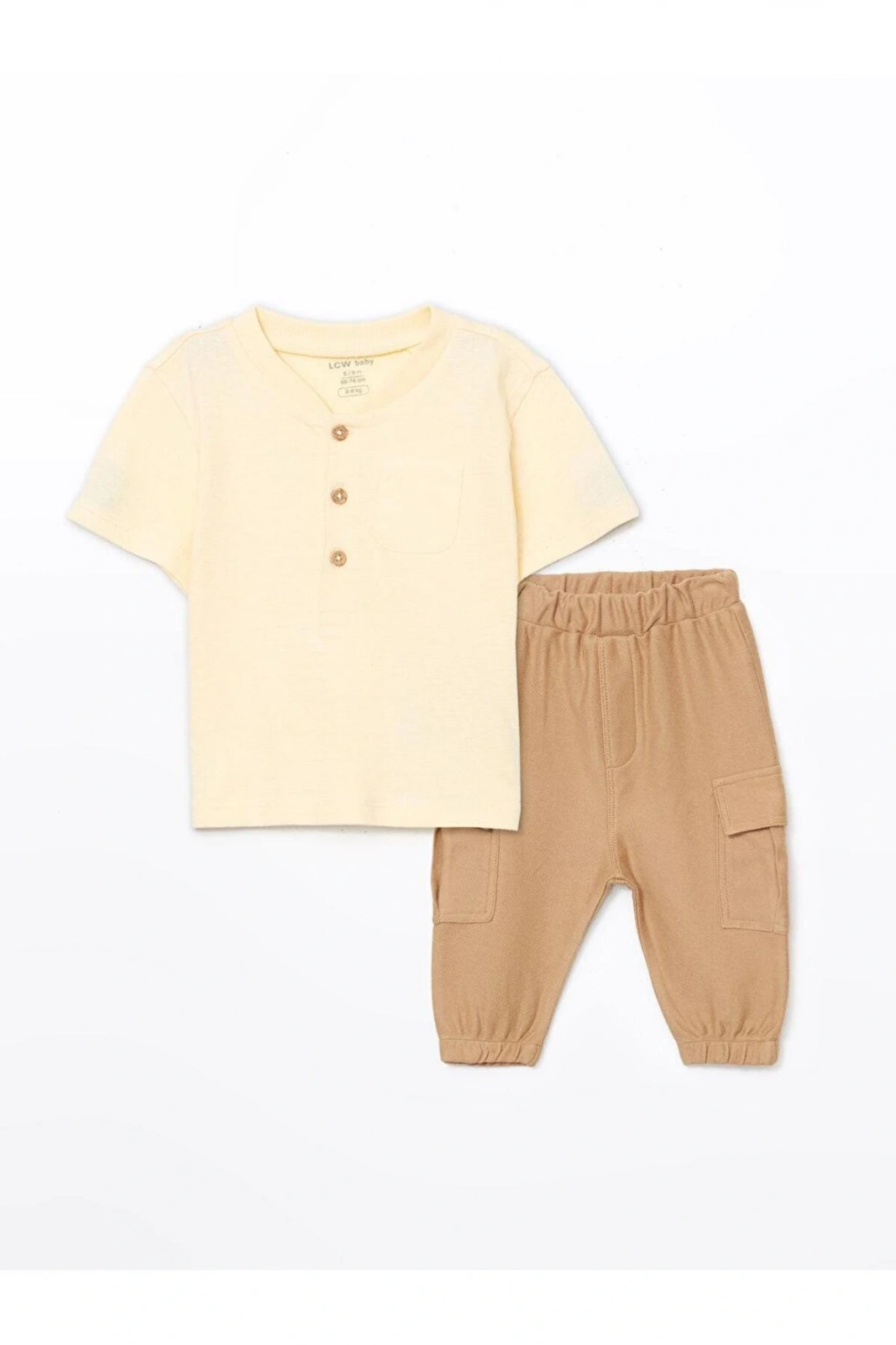 LCW baby  Düğmeli Erkek Bebek Tişört ve Eşofman Altı 2li