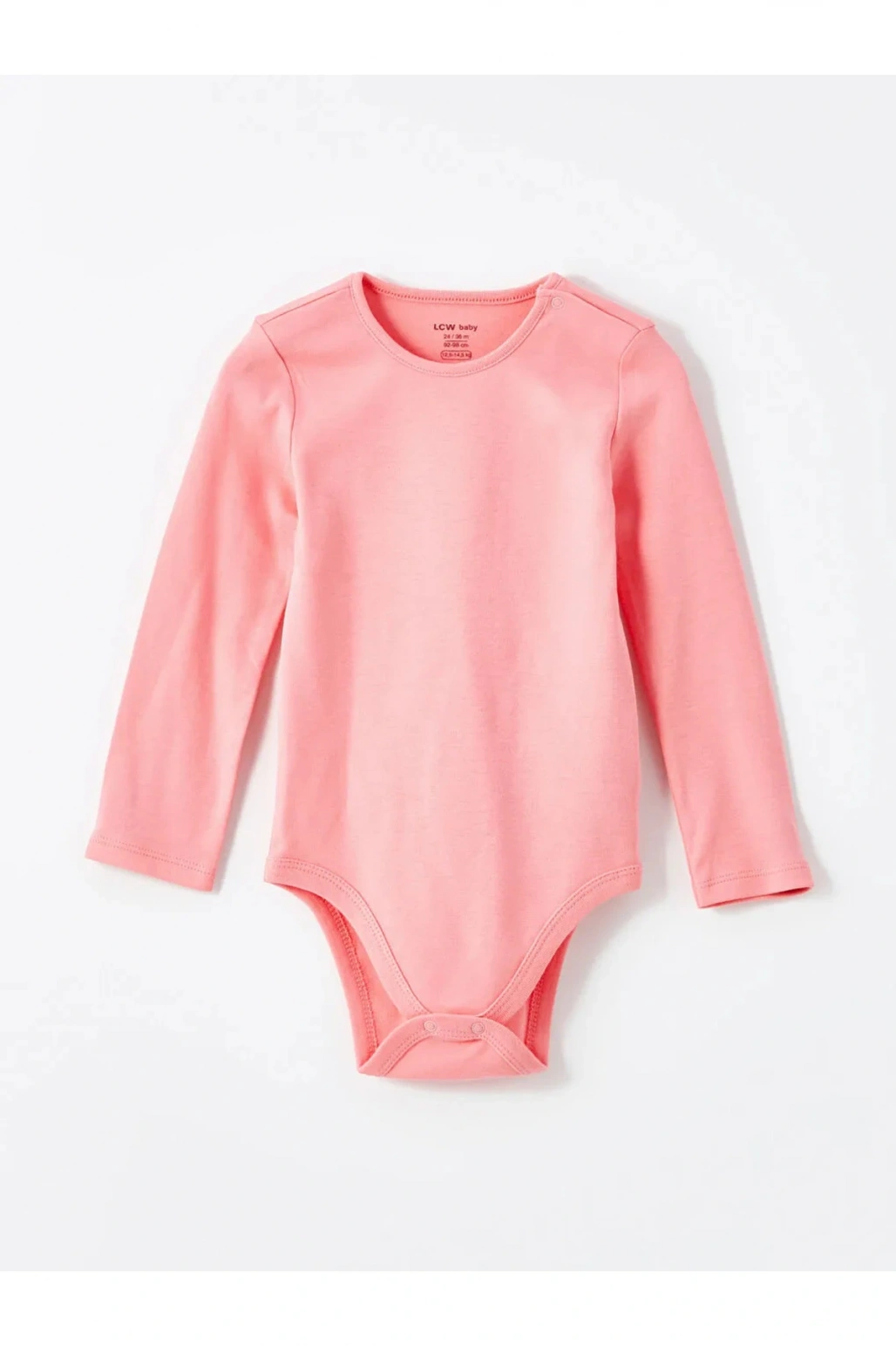 LCW baby Ekru Baskılı Bisiklet Yaka Uzun Kollu Kız Bebek Çıtçıtlı Body 2li