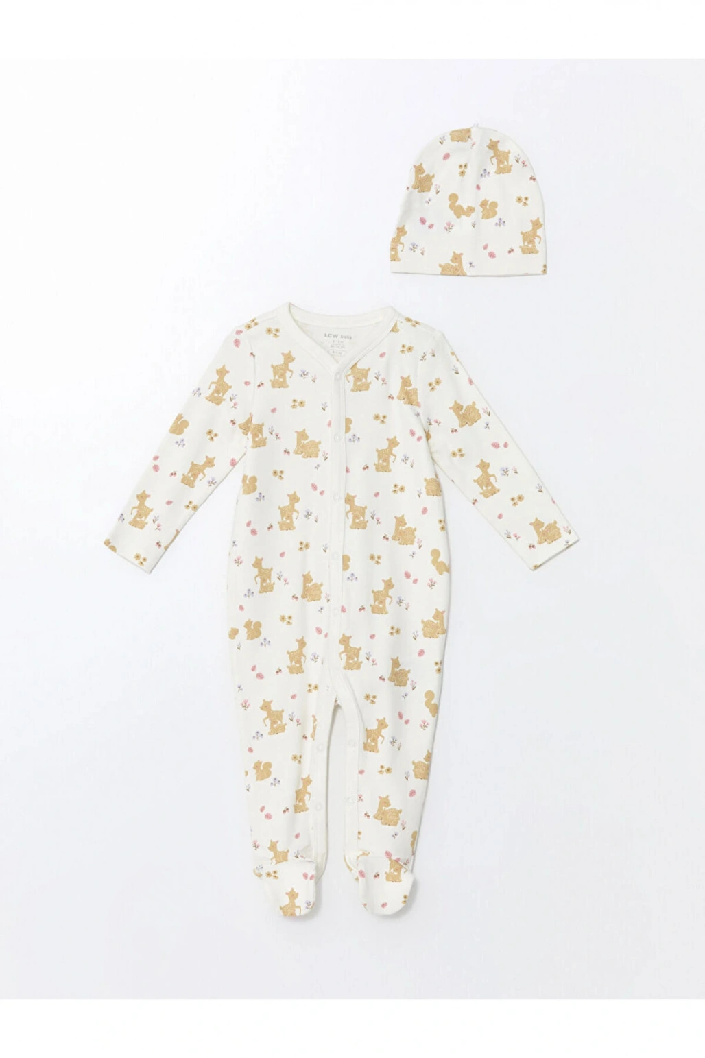 LCW baby Ekru Baskılı Kız Bebek Hastane Çıkış Seti