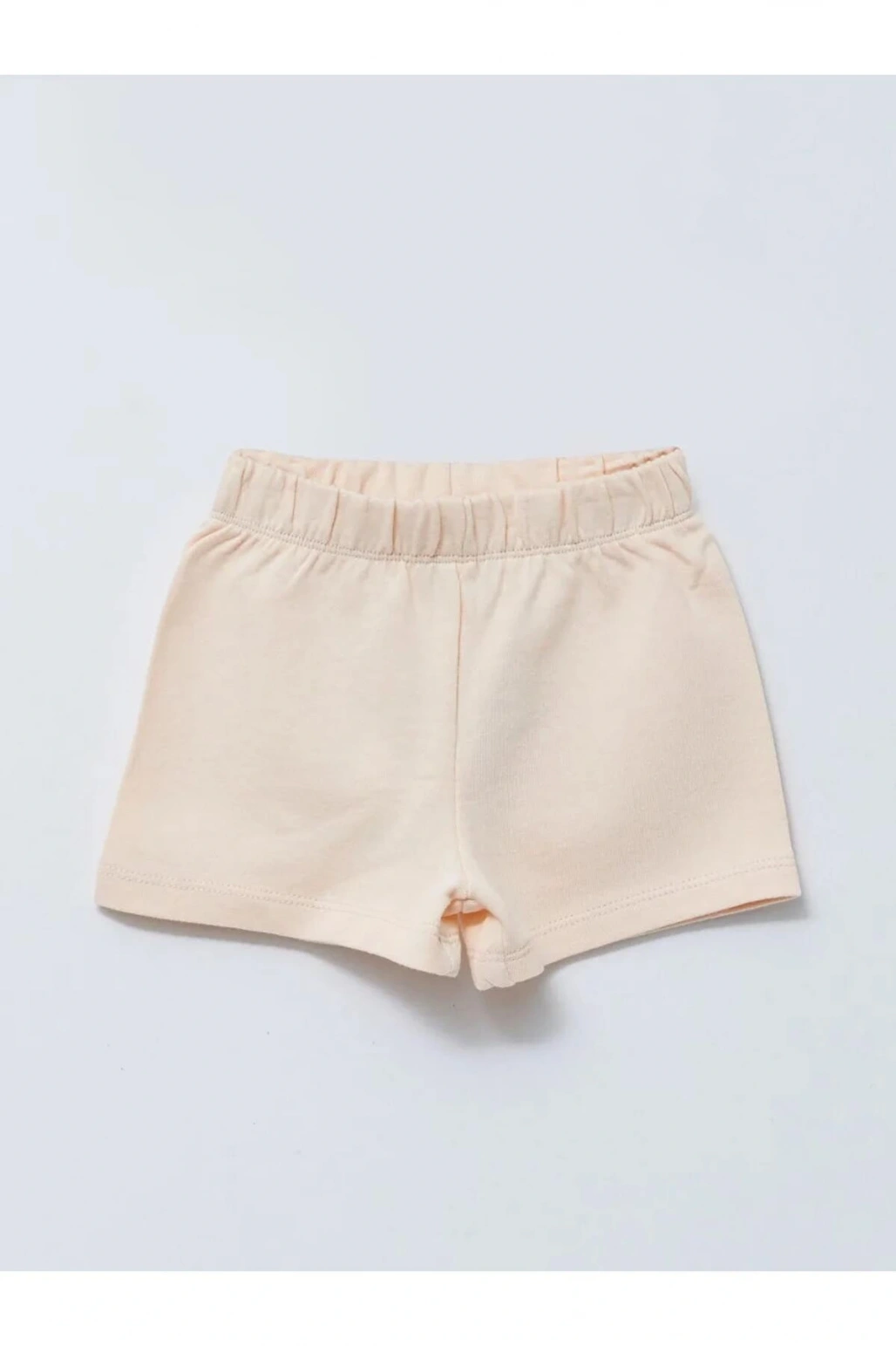 LCW baby ekru Beli Lastikli Pamuklu Kız Bebek Şort