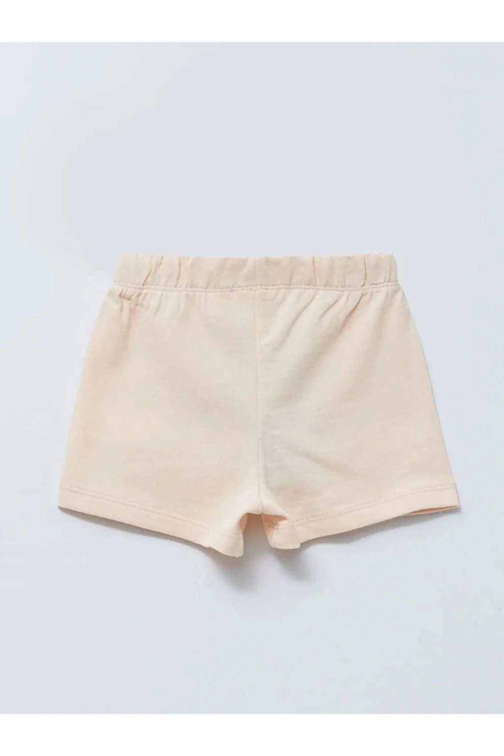 LCW baby ekru Beli Lastikli Pamuklu Kız Bebek Şort