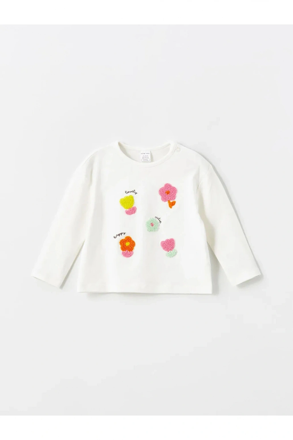 LCW baby Ekru Bisiklet Yaka Çiçekli Kız Çocuk Bluz ve Tayt 2li